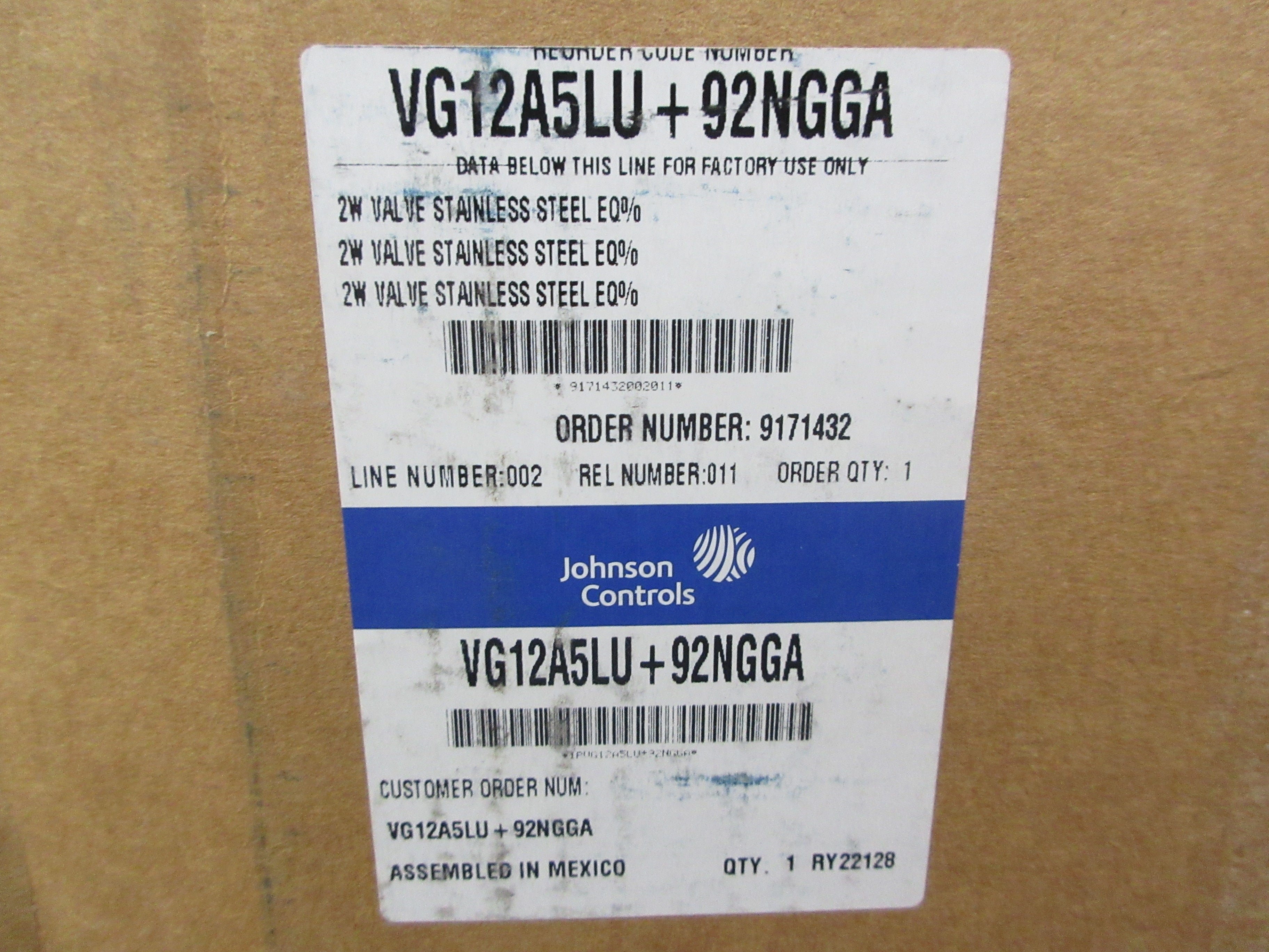 Johnson Controls Stainless Steel Actuated Ball Valve VG12A5LU+92NGGA New Surplus