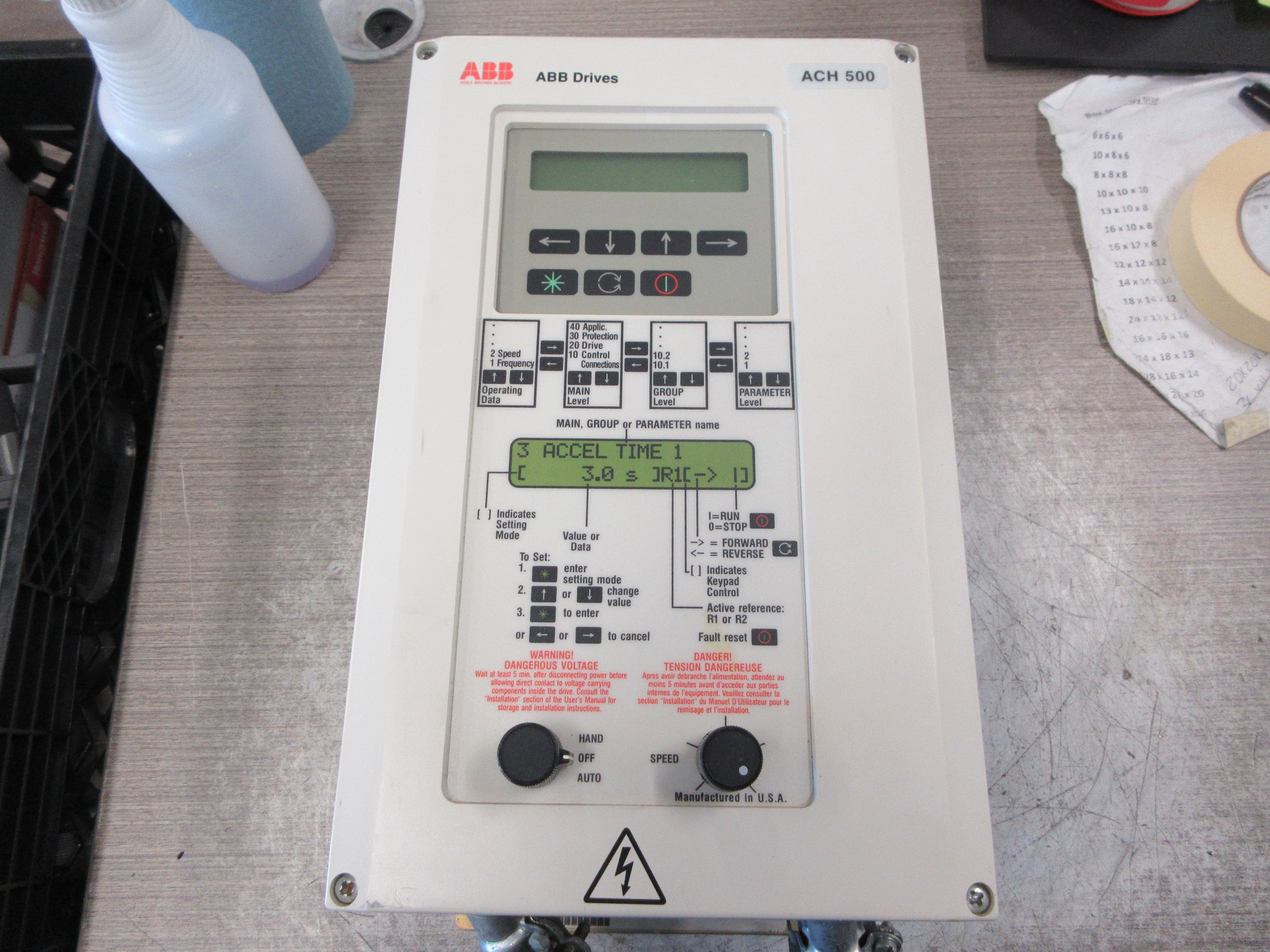 ABB ACH 500 AC Drive ACH501-002-2-00P2 2HP 3Ph *(2) Cracked Corners* Used