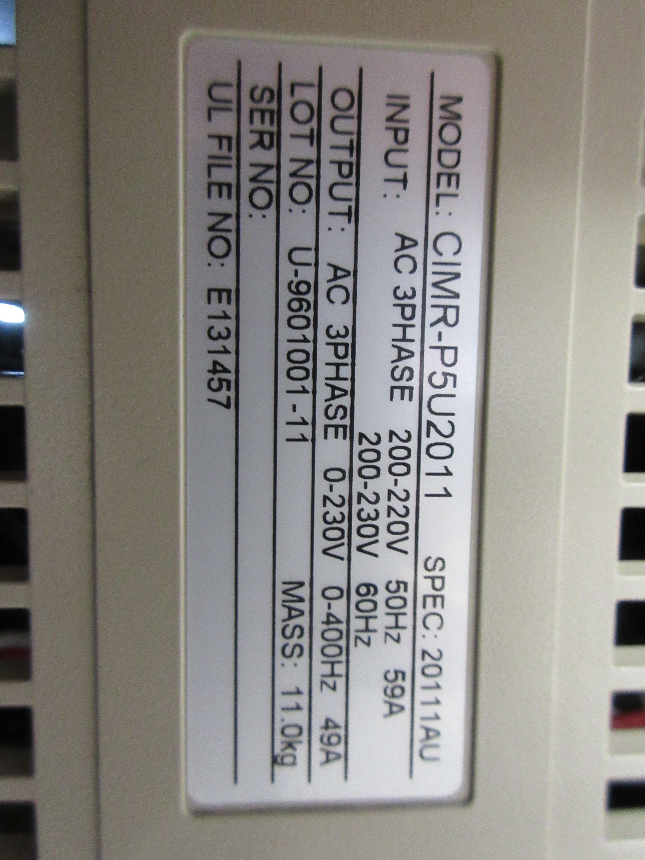 IDM Controls P5 Series AC Drive CIMR-P5U2011 20HP 3Ph Used