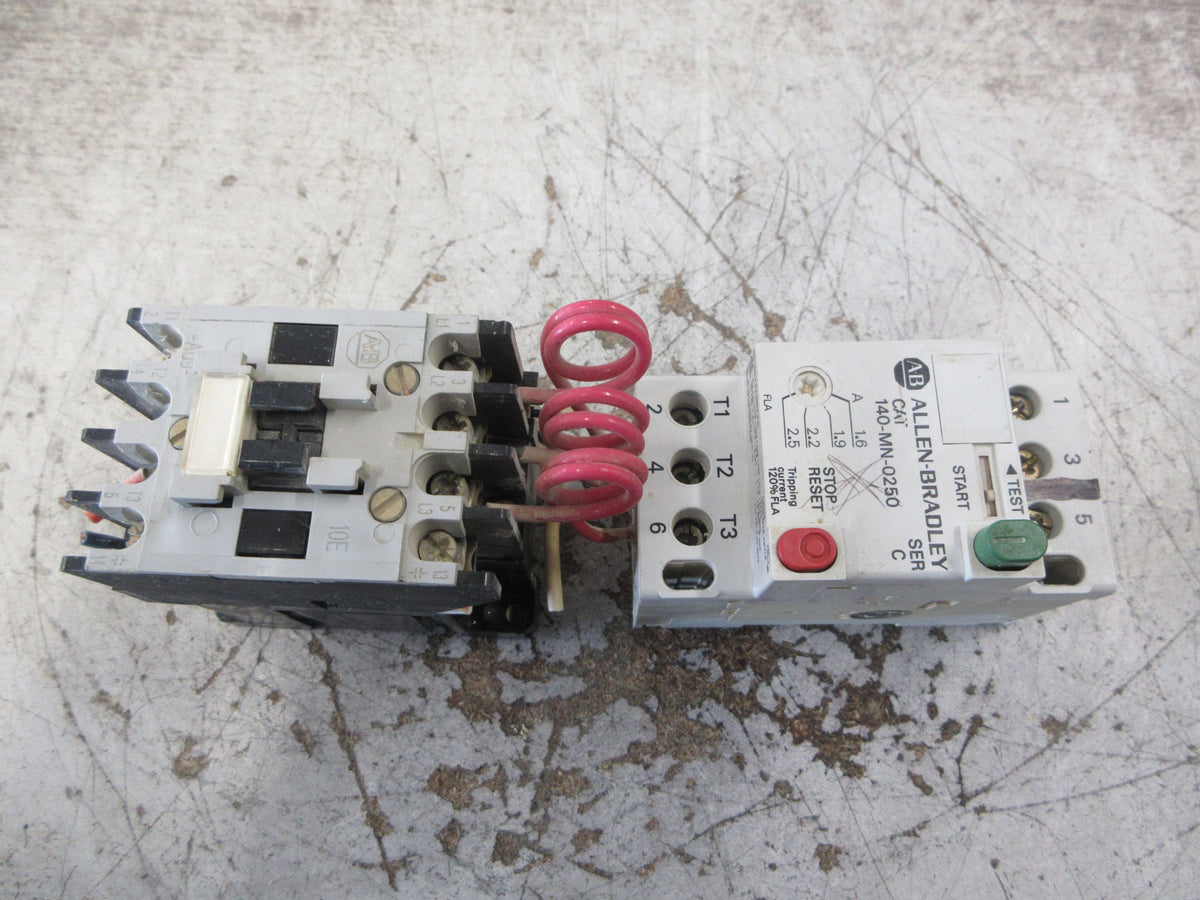 Allen-Bradley Starter 100-A09ND3 / 140-MN-0250 120V Coil Trip: 1.6-2.5A Used