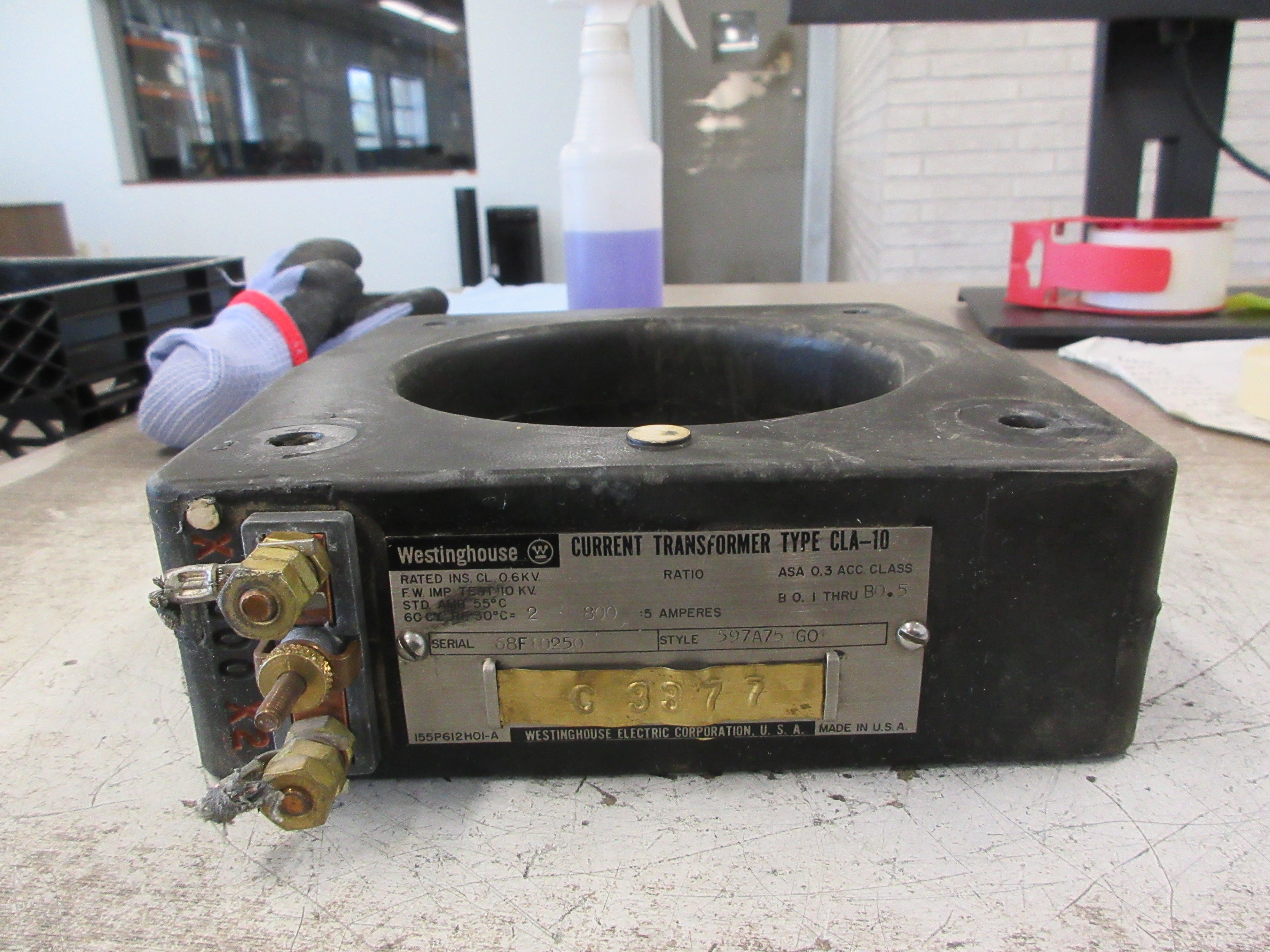 Westinghouse Type CLA-10 Current Transformer 597A750G01 Ratio 800:5A 600V Used