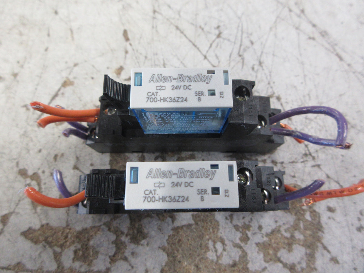 Allen-Bradley Relay 700-HK36Z24 Ser. B 24VDC Coil W/Base *Lot of 2* Used