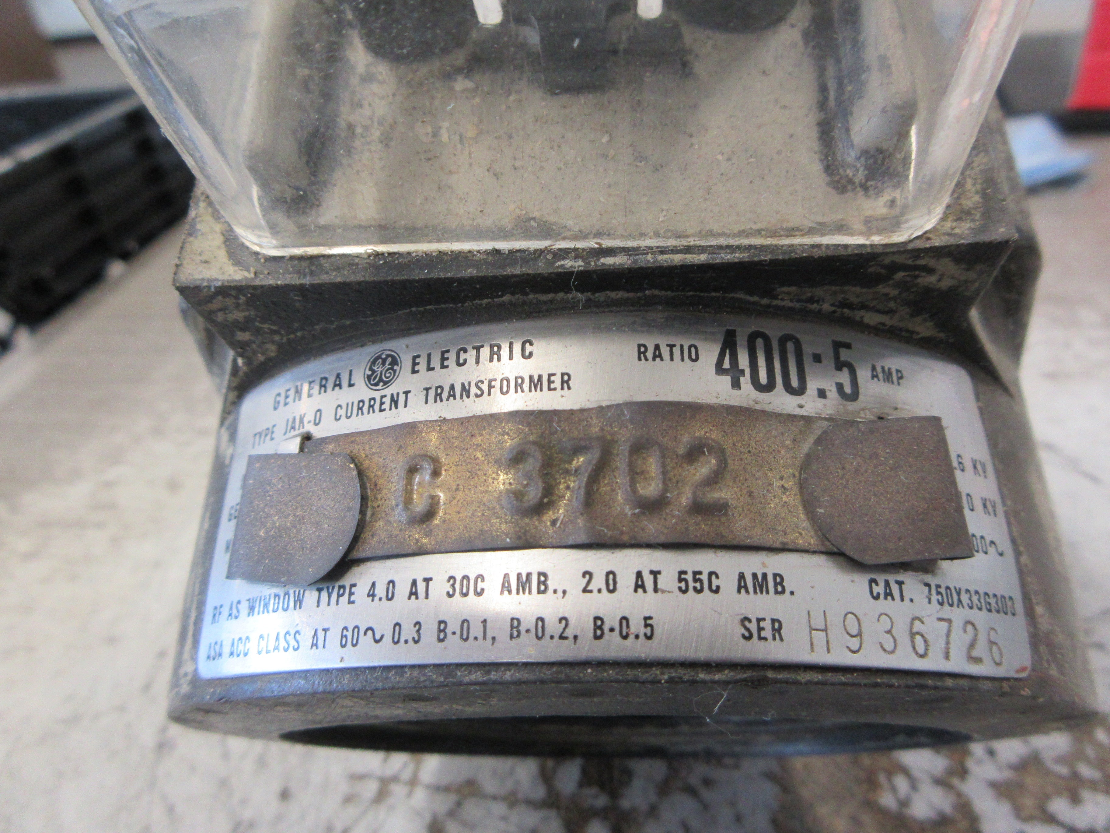GE Type JAK-0 Current Transformer 750X33G303 Ratio 400:5A 60Hz Used