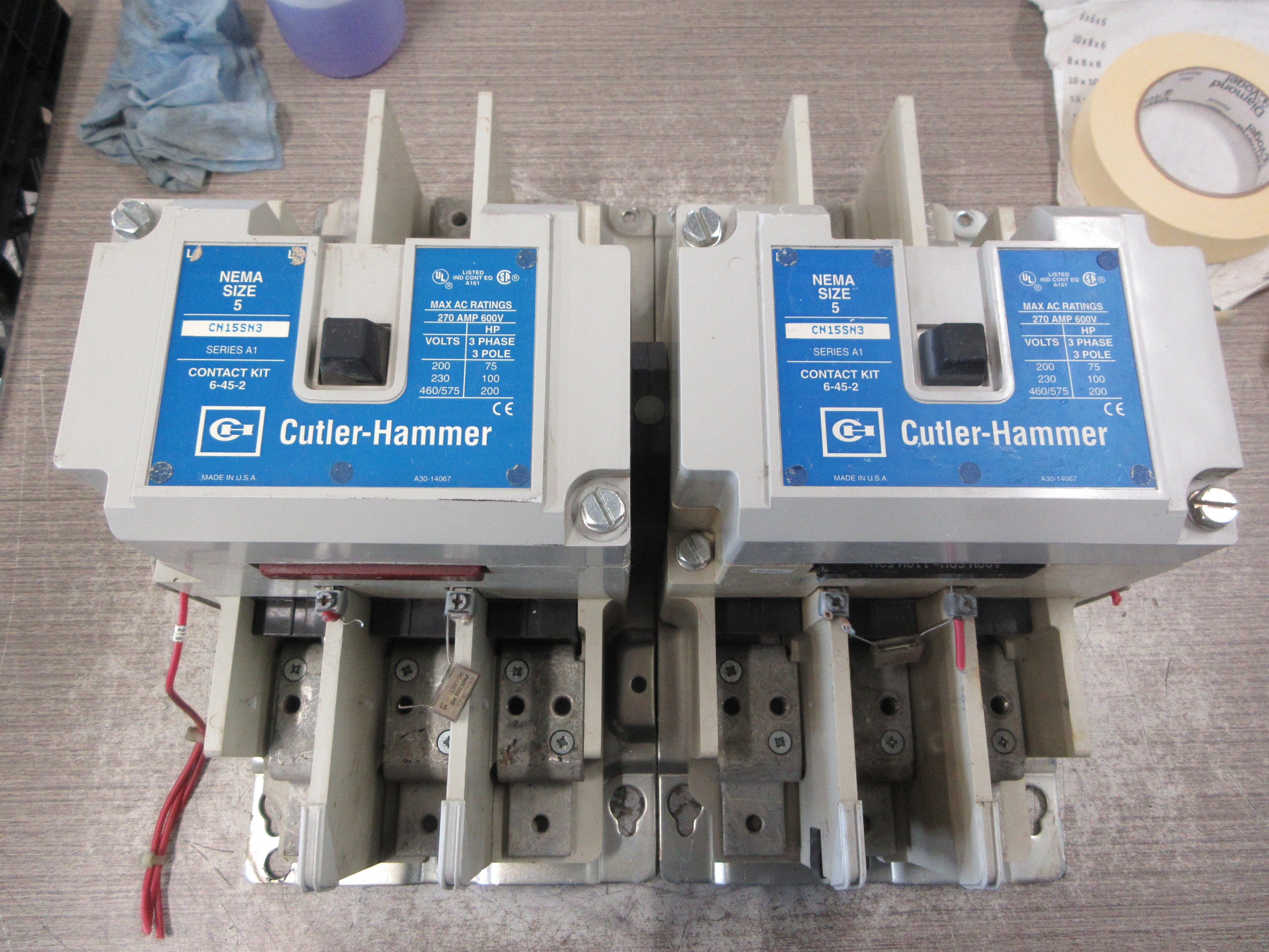Cutler-Hammer Size 5 Reversing Contactor CN15SN3 120V Coil 270A 600V Used