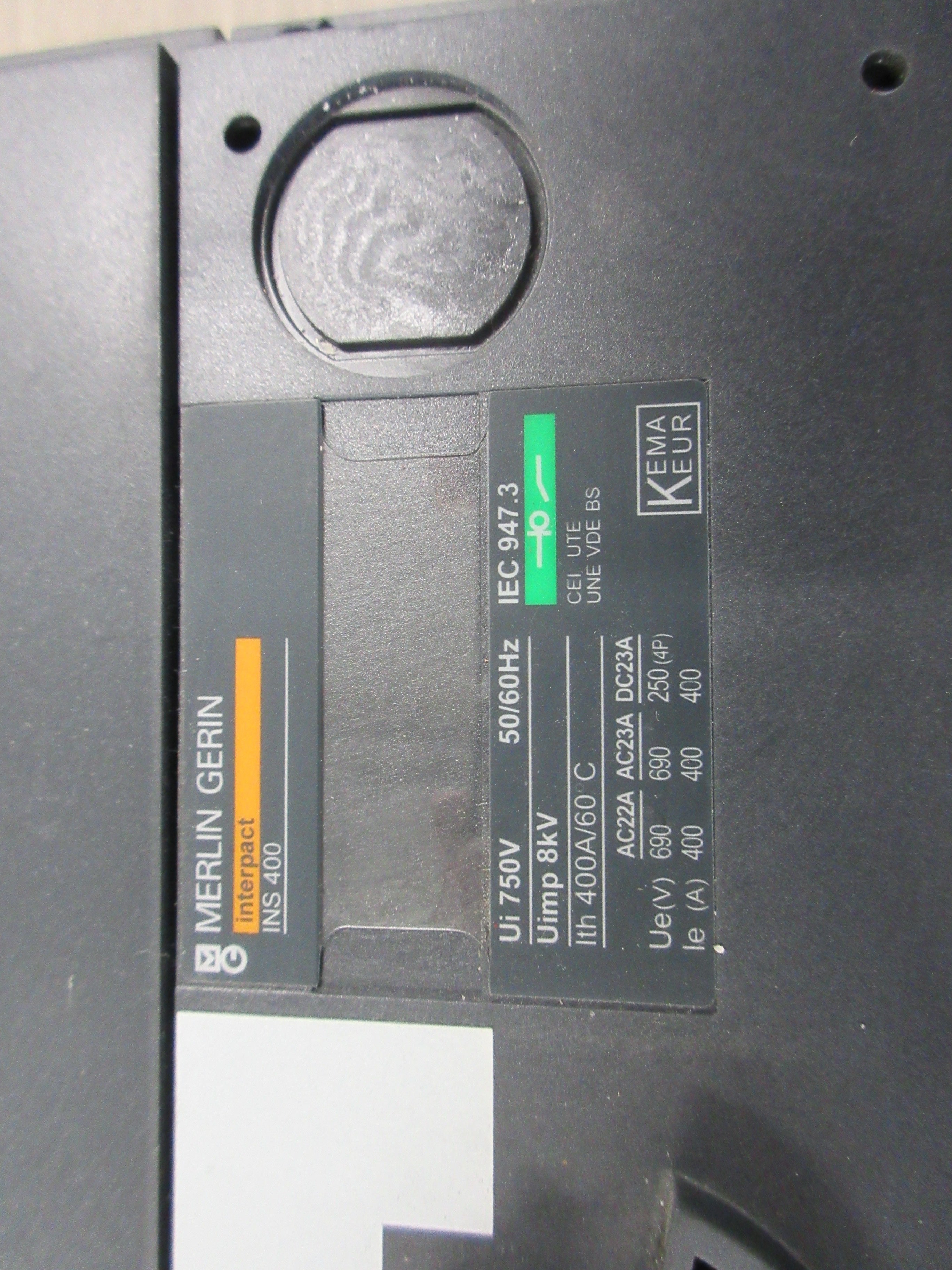 Merlin Gerin Interpact Disconnect Switch INS 400 400A 750V 50/60Hz Used
