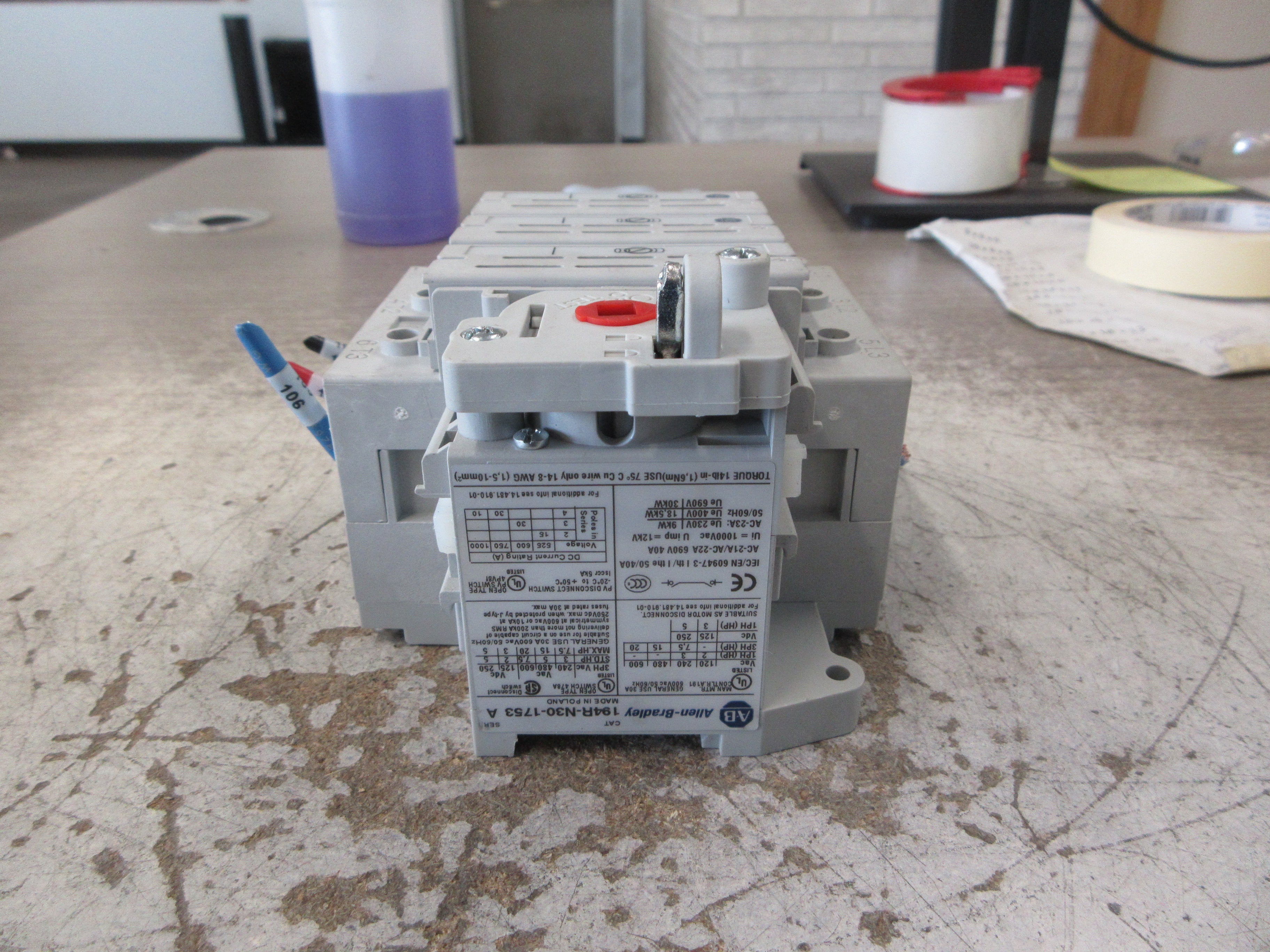 Allen-Bradley Non-Fusible Disconnect Switch 194R-N30-1753 Ser. A 30A 600V Used