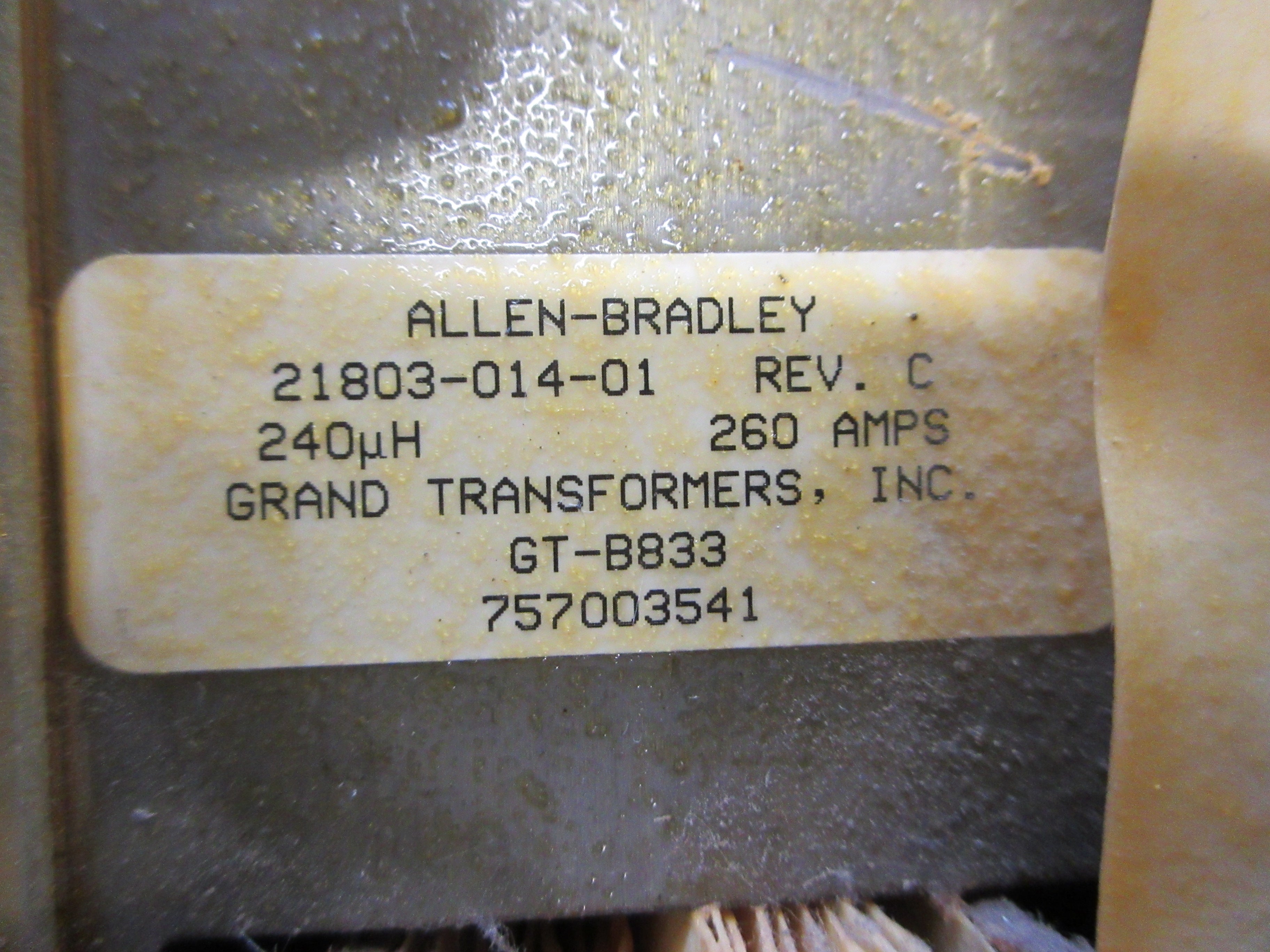 Allen-Bradley Line Reactor 21803-014-01 Rev. C 240uH 260A Used