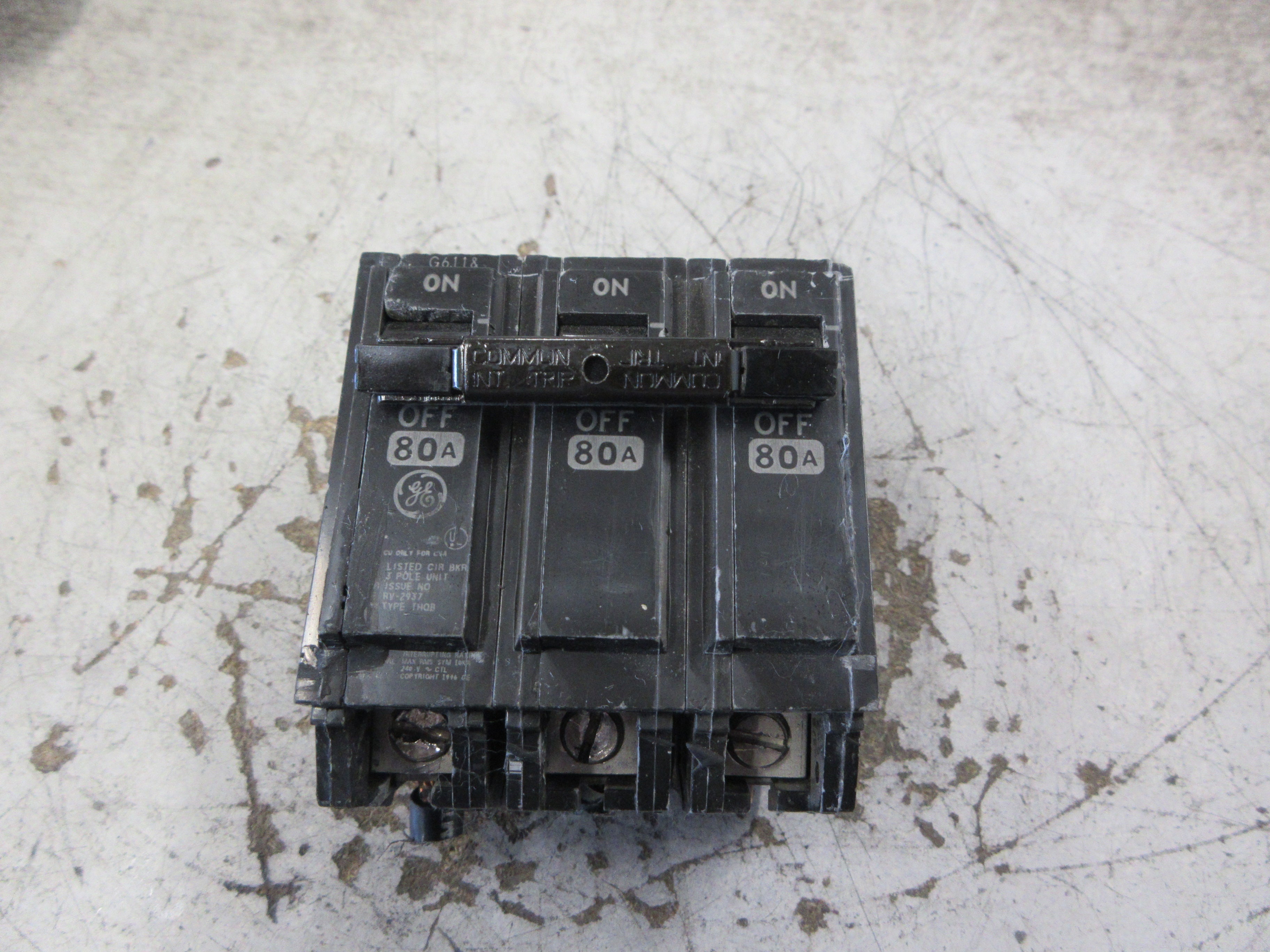 GE Bolt-On Circuit Breaker THQB32080 80A 240V 3P Used