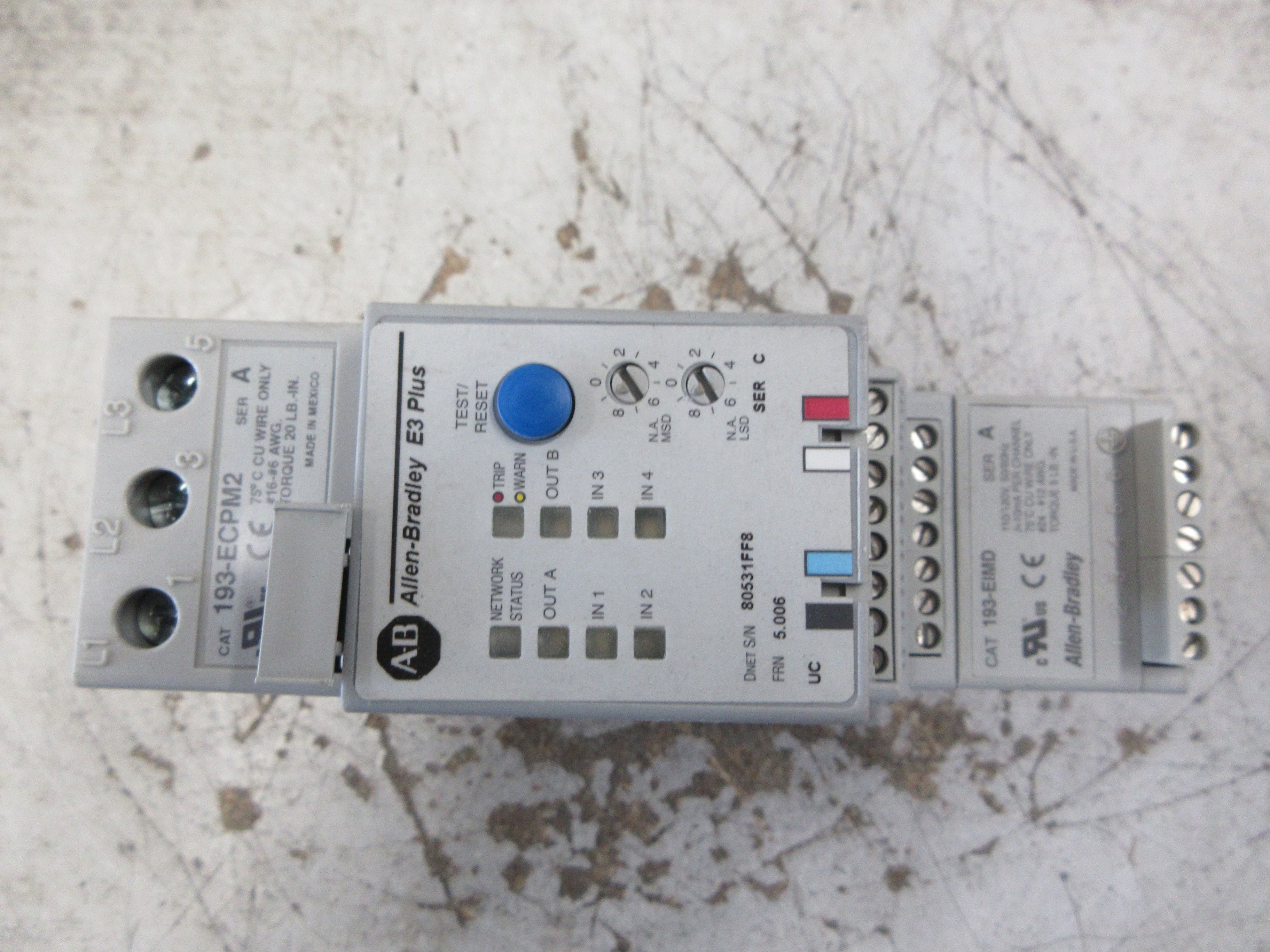 Allen-Bradley E3 Plus Solid State Overload 193-EC3ZZ Ser. C Trip: 9-5000A Used