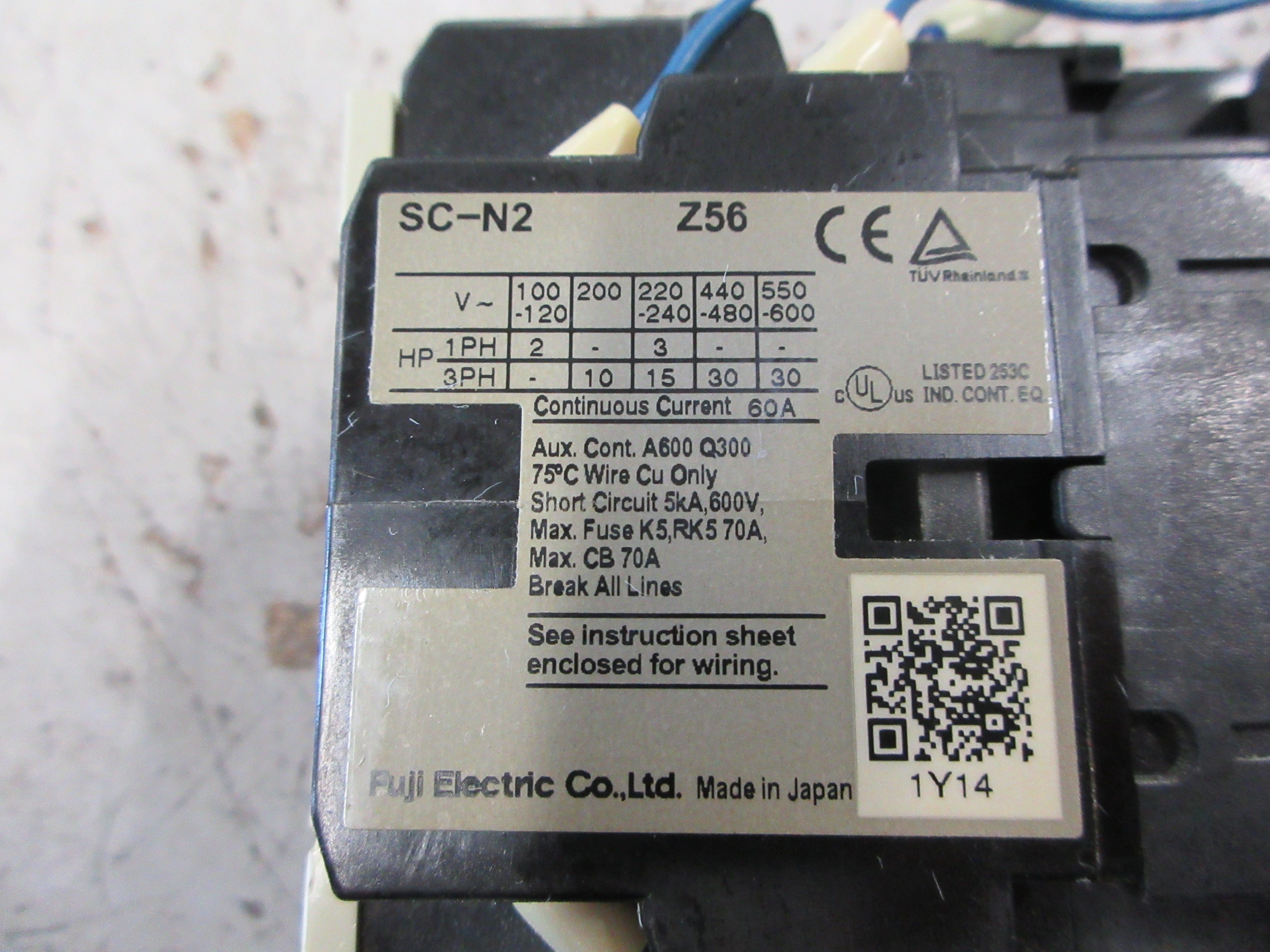 Fuji Electric Contactor SC-N2 Z56 220-240V Coil 40A W/Surge Suppressor Used