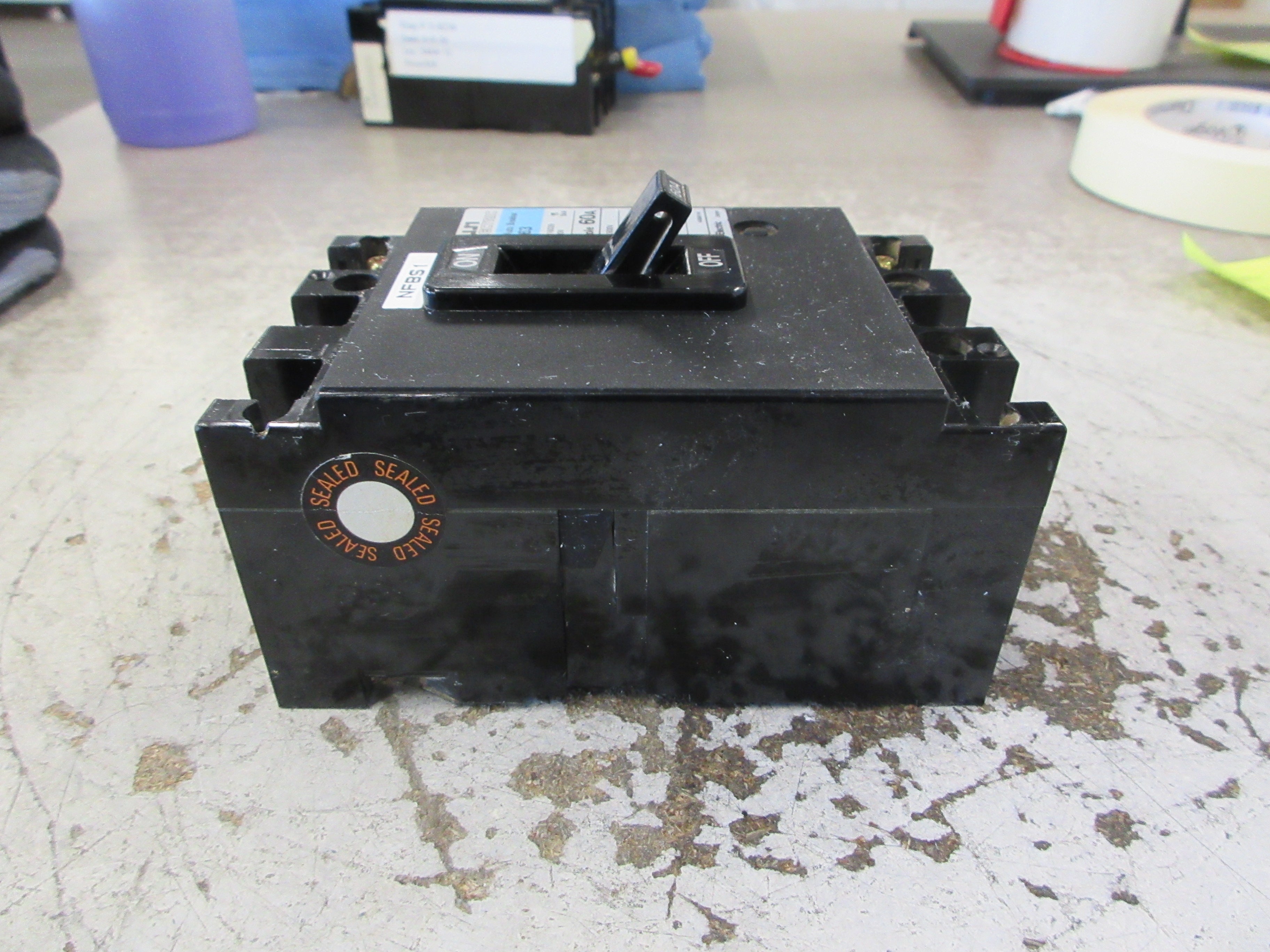 Fuji Electric Circuit Breaker EA63 60A 600V 3P *No Terminal Screws* Used