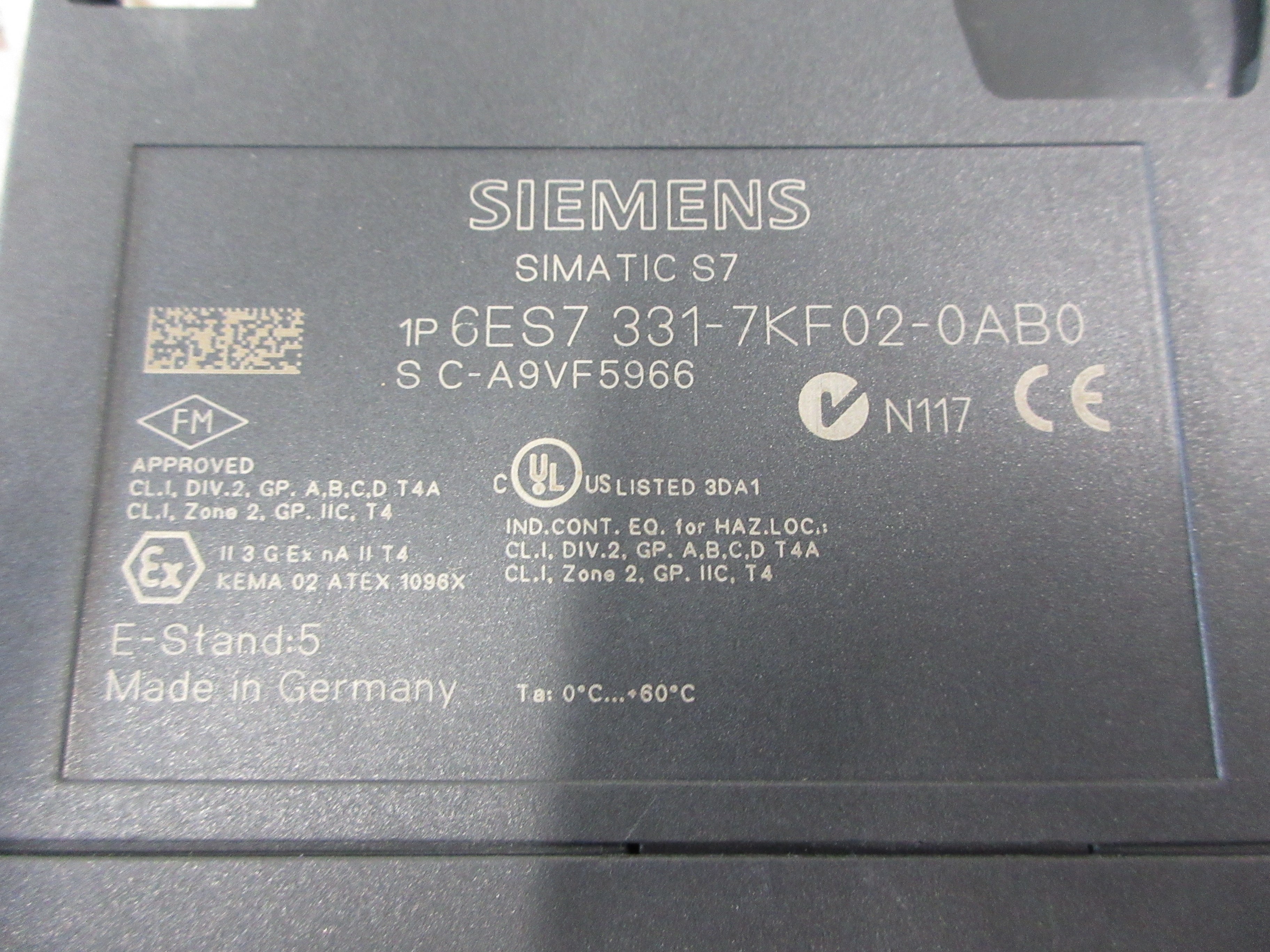 Siemens Simatic S7 Analog Input Module 6ES7 331-7KF02-0AB0 E-Stand: 5 Used