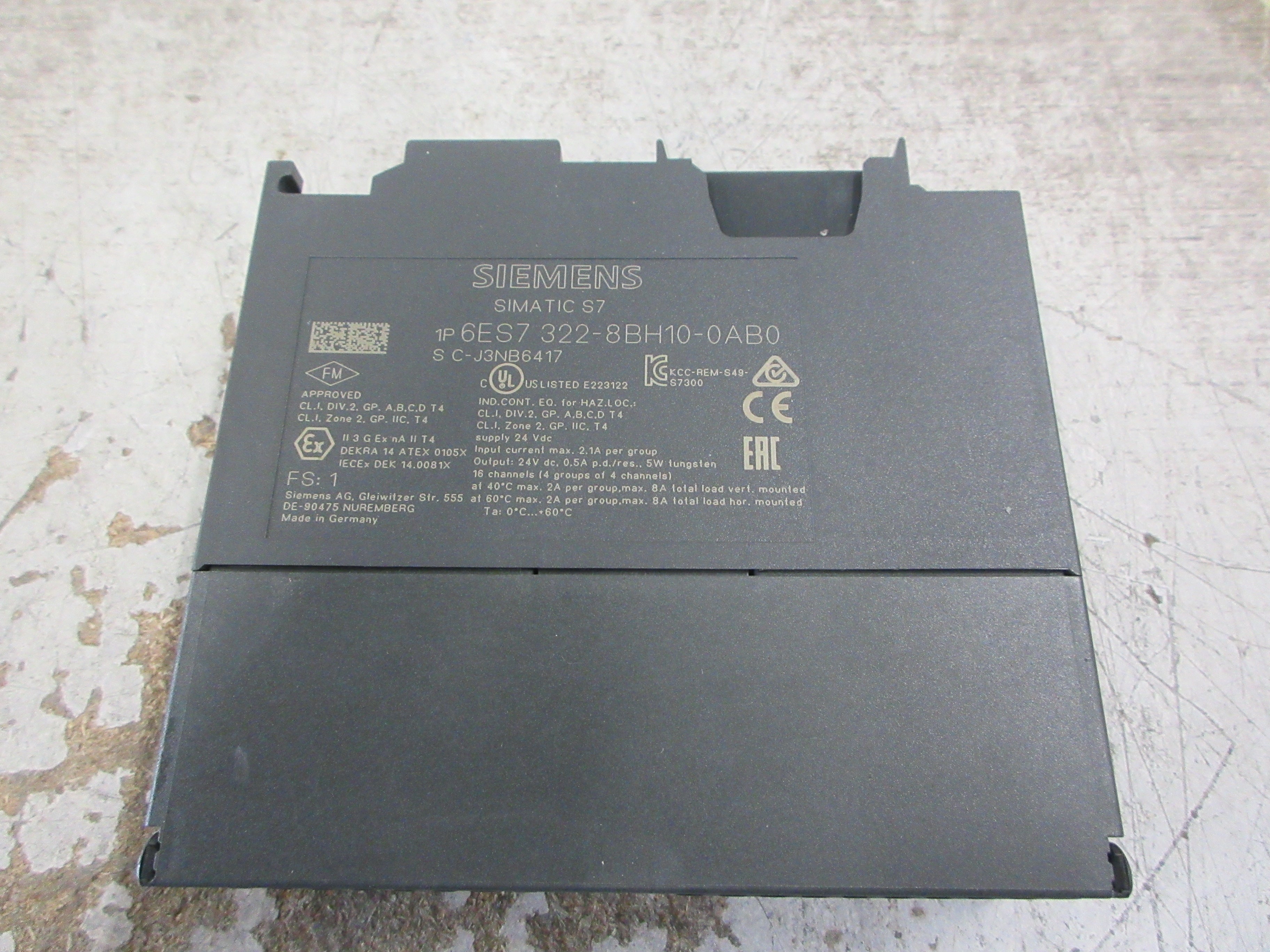 Siemens Simatic S7 Digital Output Module 6ES7 322-8BH10-0AB0 FS: 1 Used