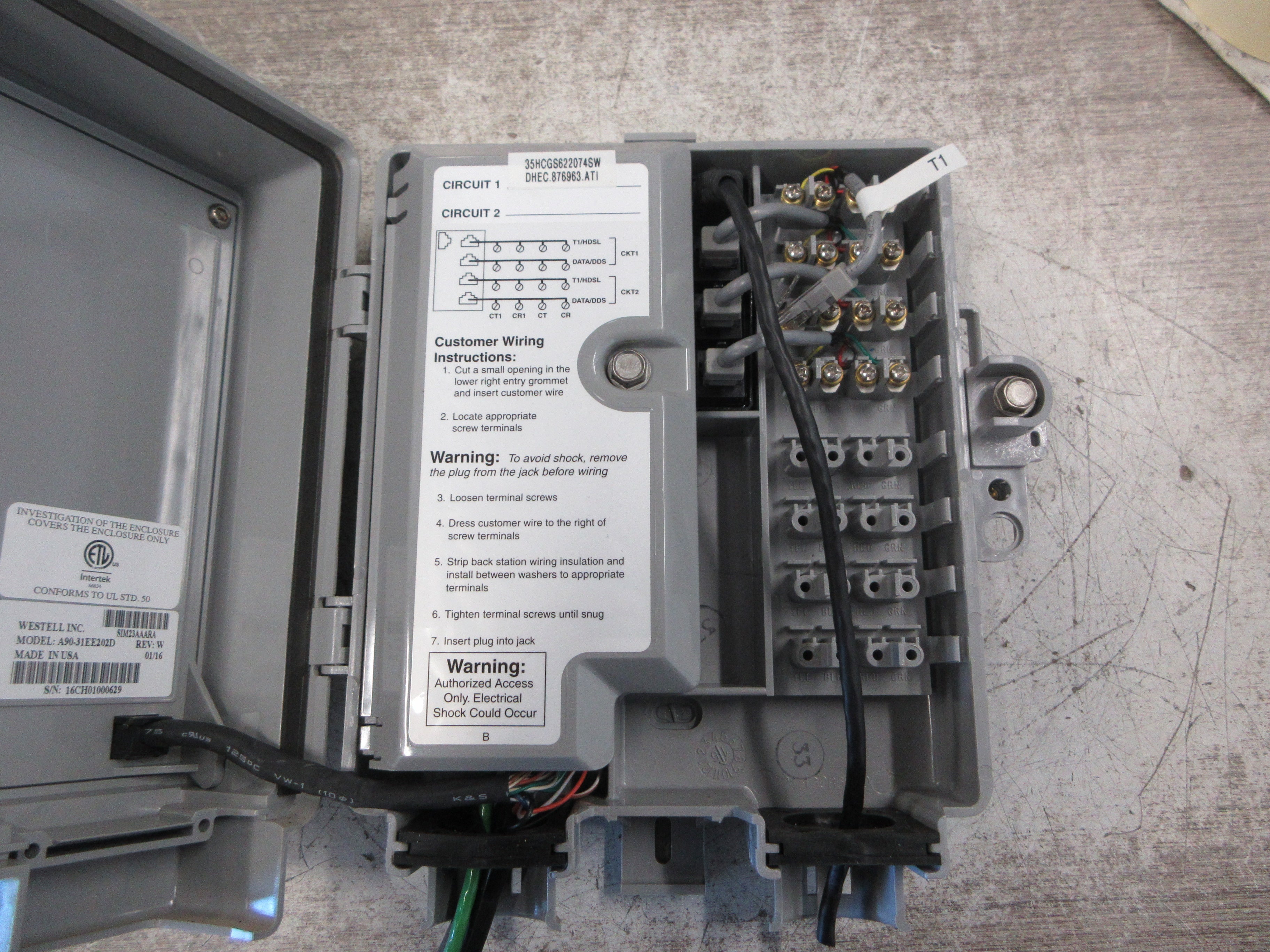 Westell Telephone Network Interface A90-31EE202D Rev. W Used