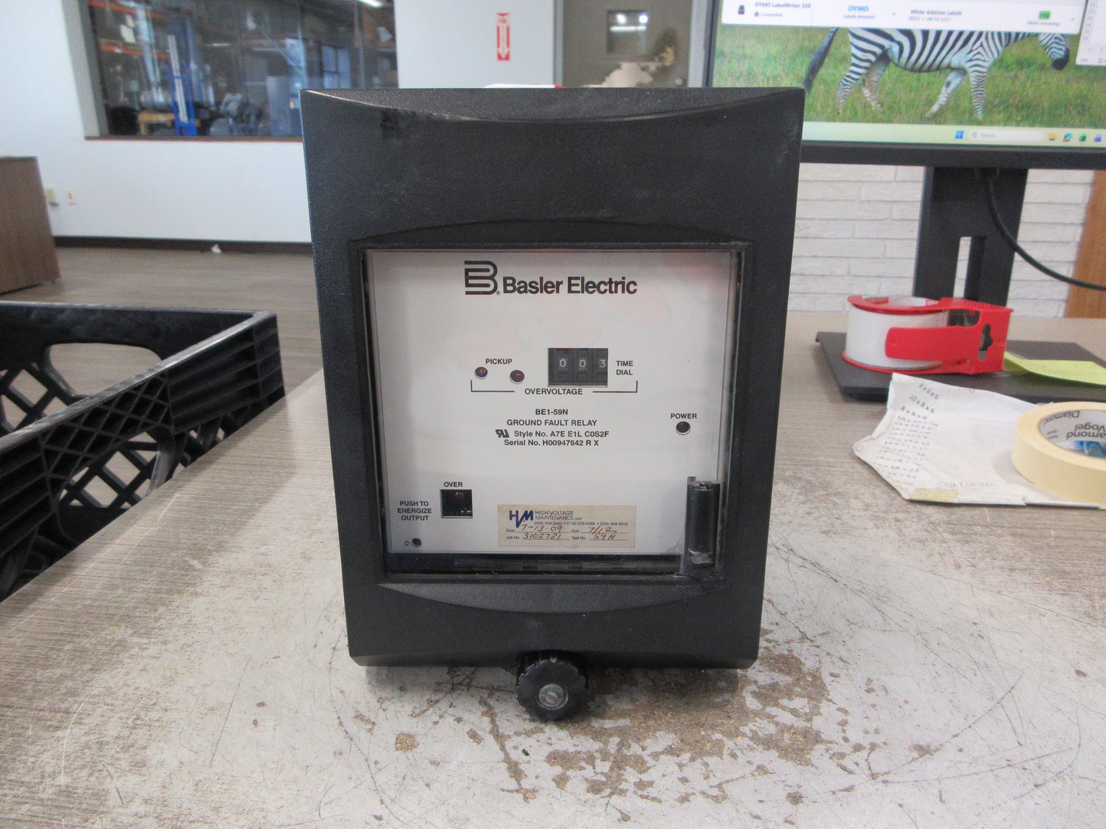Basler BE1-59N Ground Fault Relay A7E E1L C0S2F Used