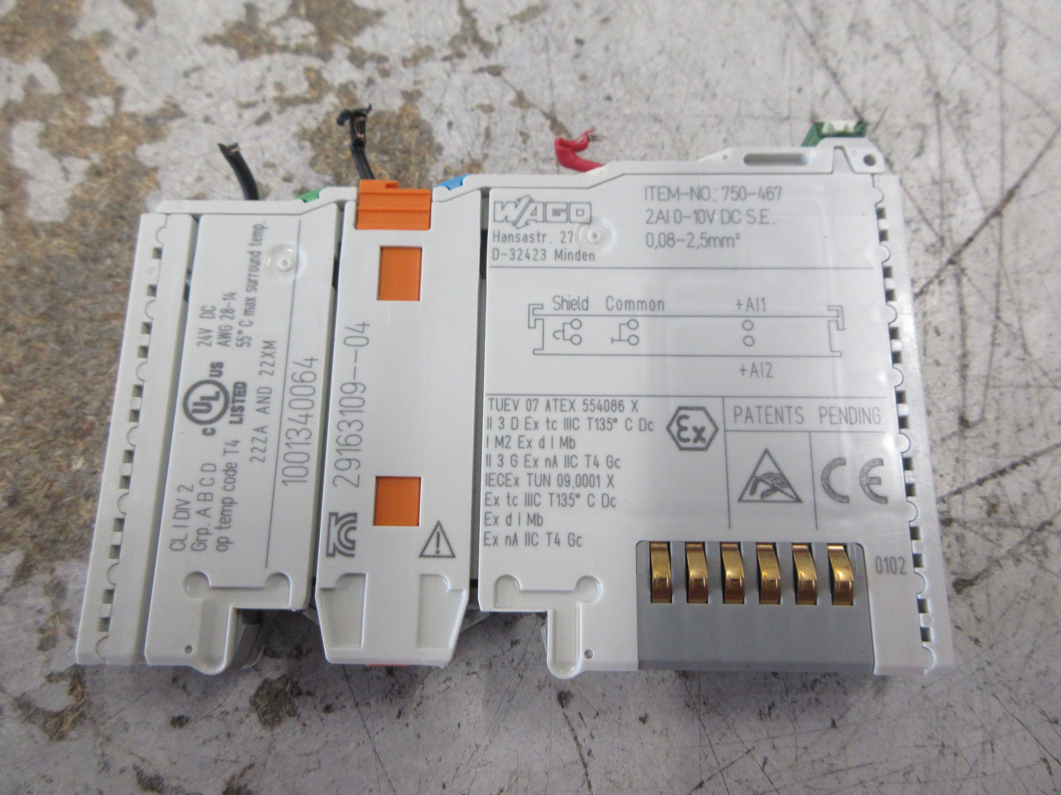 Wago Analog Input Module 750-467 2-Ch 0-10VDC Used