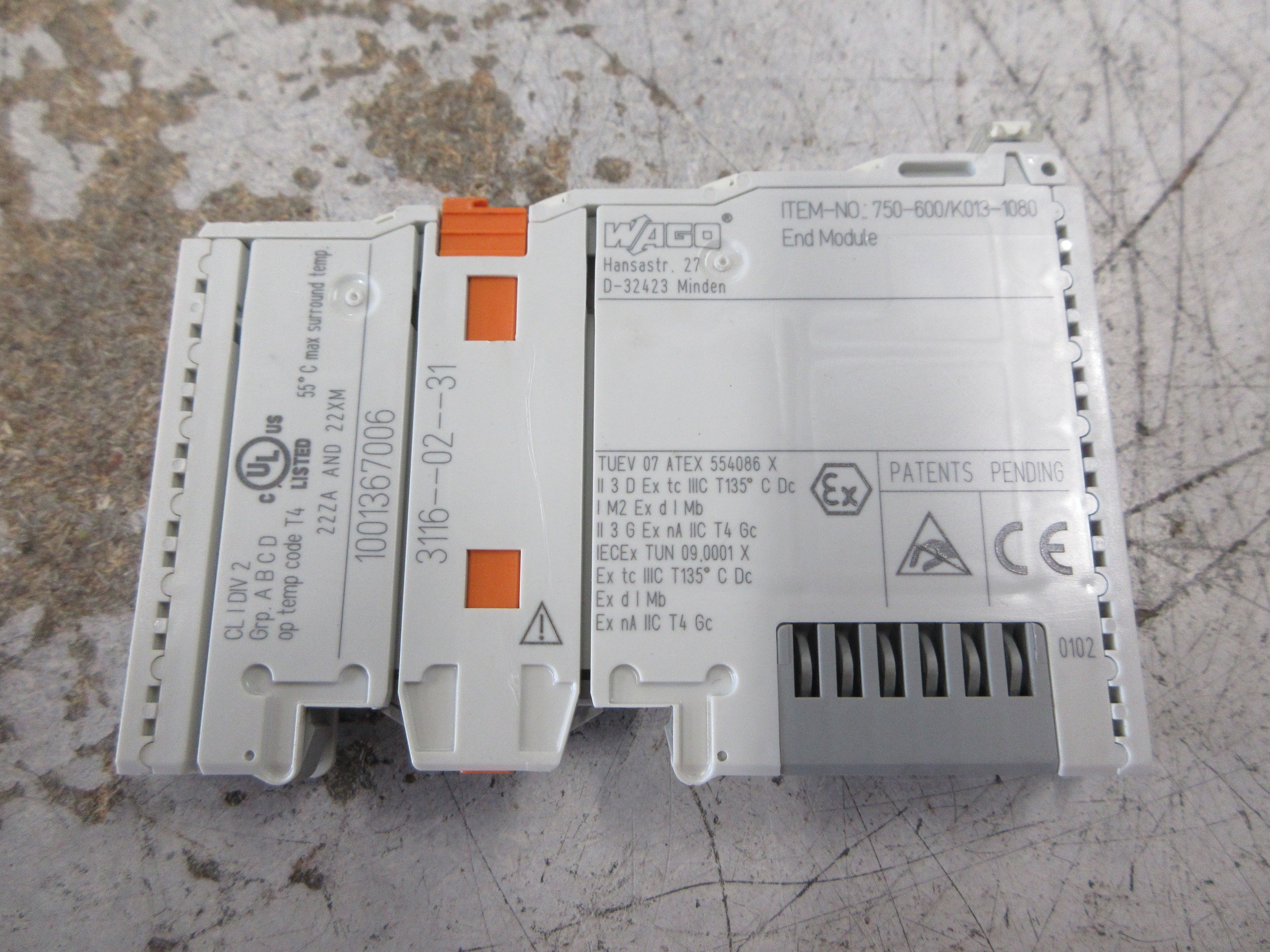 Wago GEA End Module 750-600/K013-1080 Used