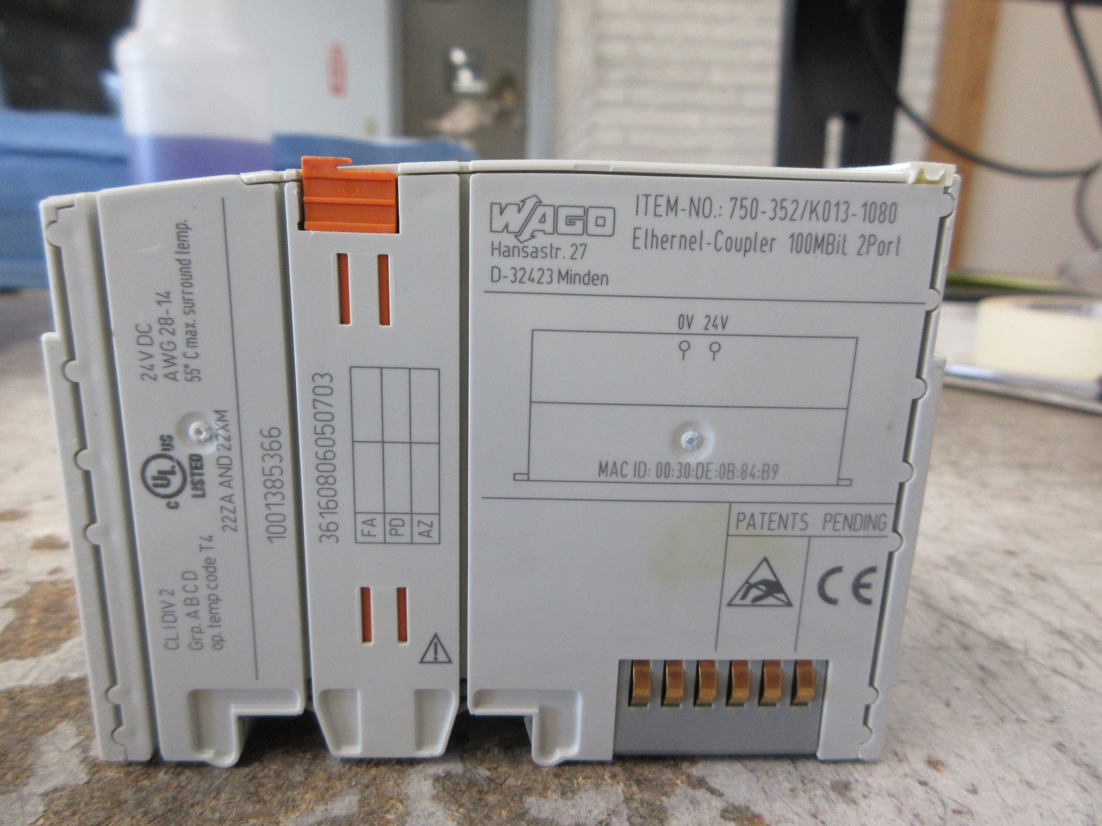 Wago GEA Ethernet Bus Coupler 750-352/K013-1080 100MBit 2-Port Used