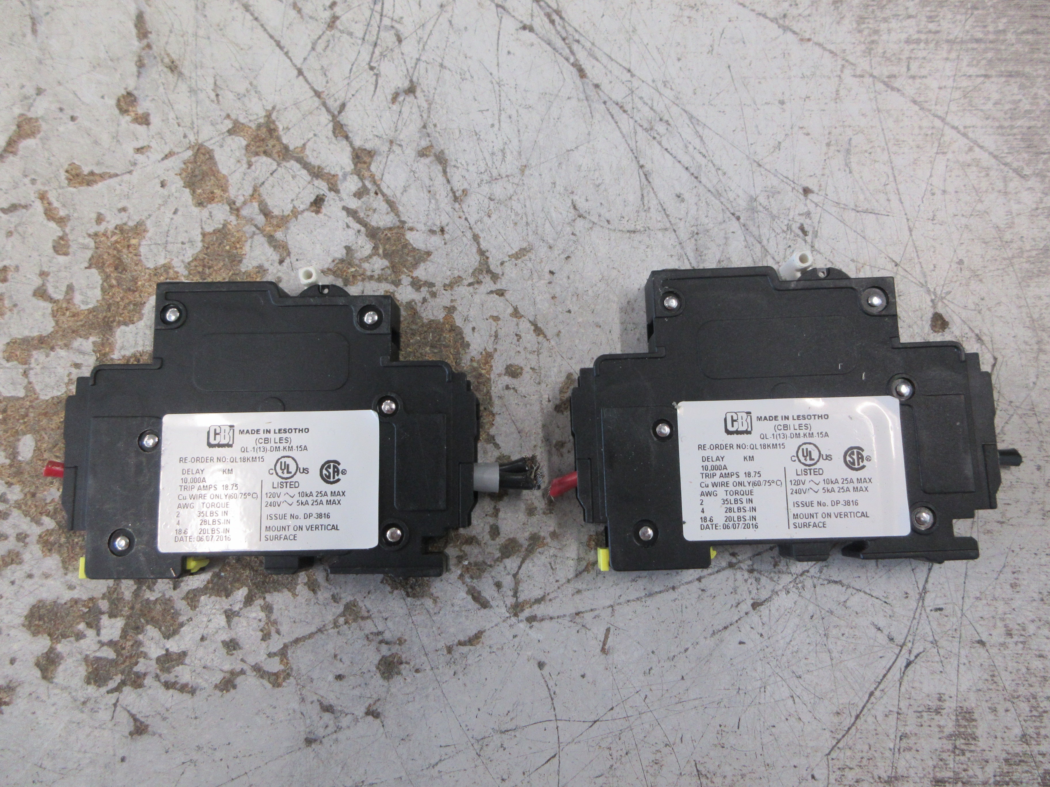 CBi Circuit Breaker QL18KM15 15A 120V 1P *Lot of 2* Used