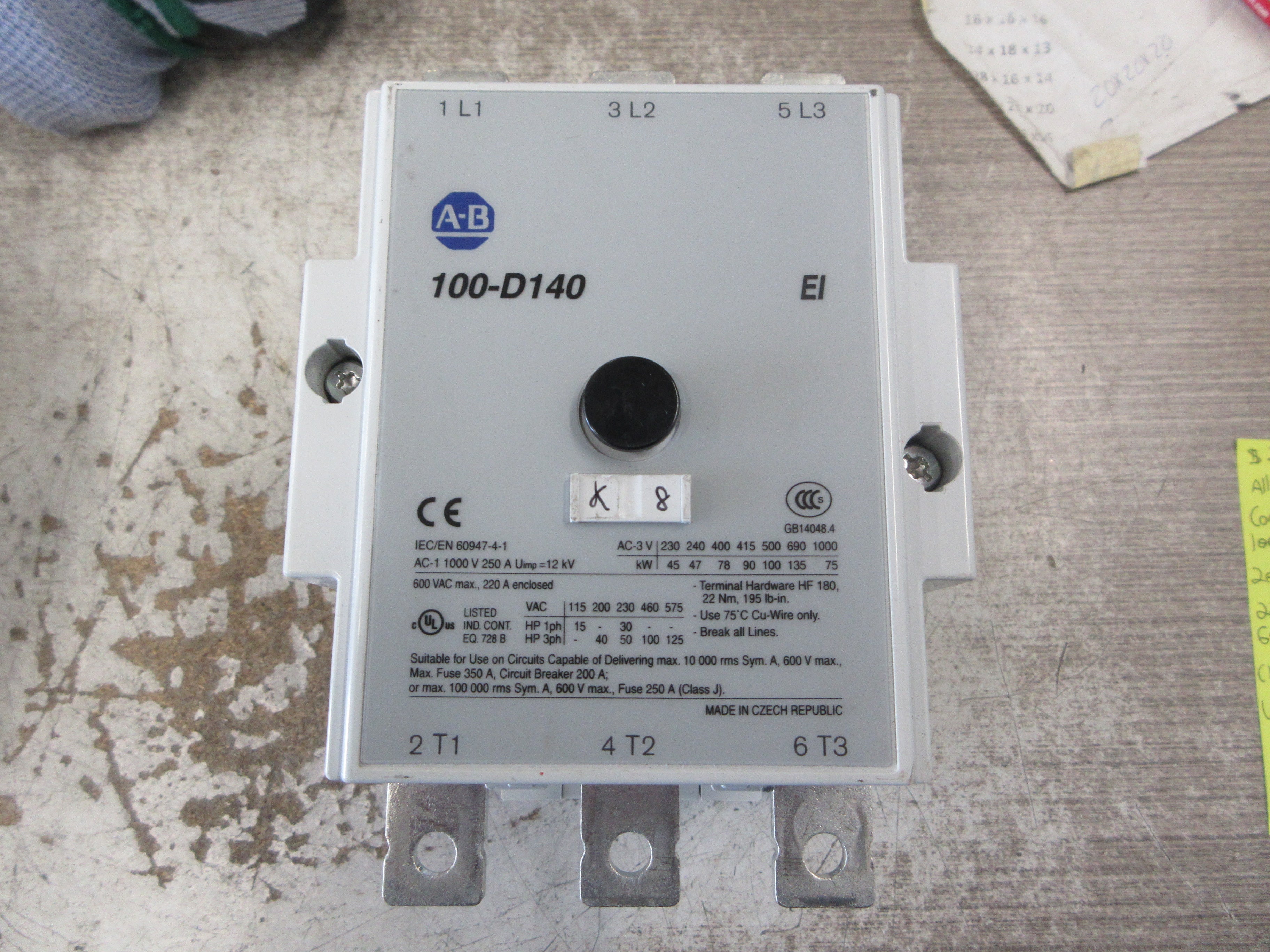 Allen-Bradley Contactor 100-D140 208-277V Coil 220A 600V (1) Aux Contact Used