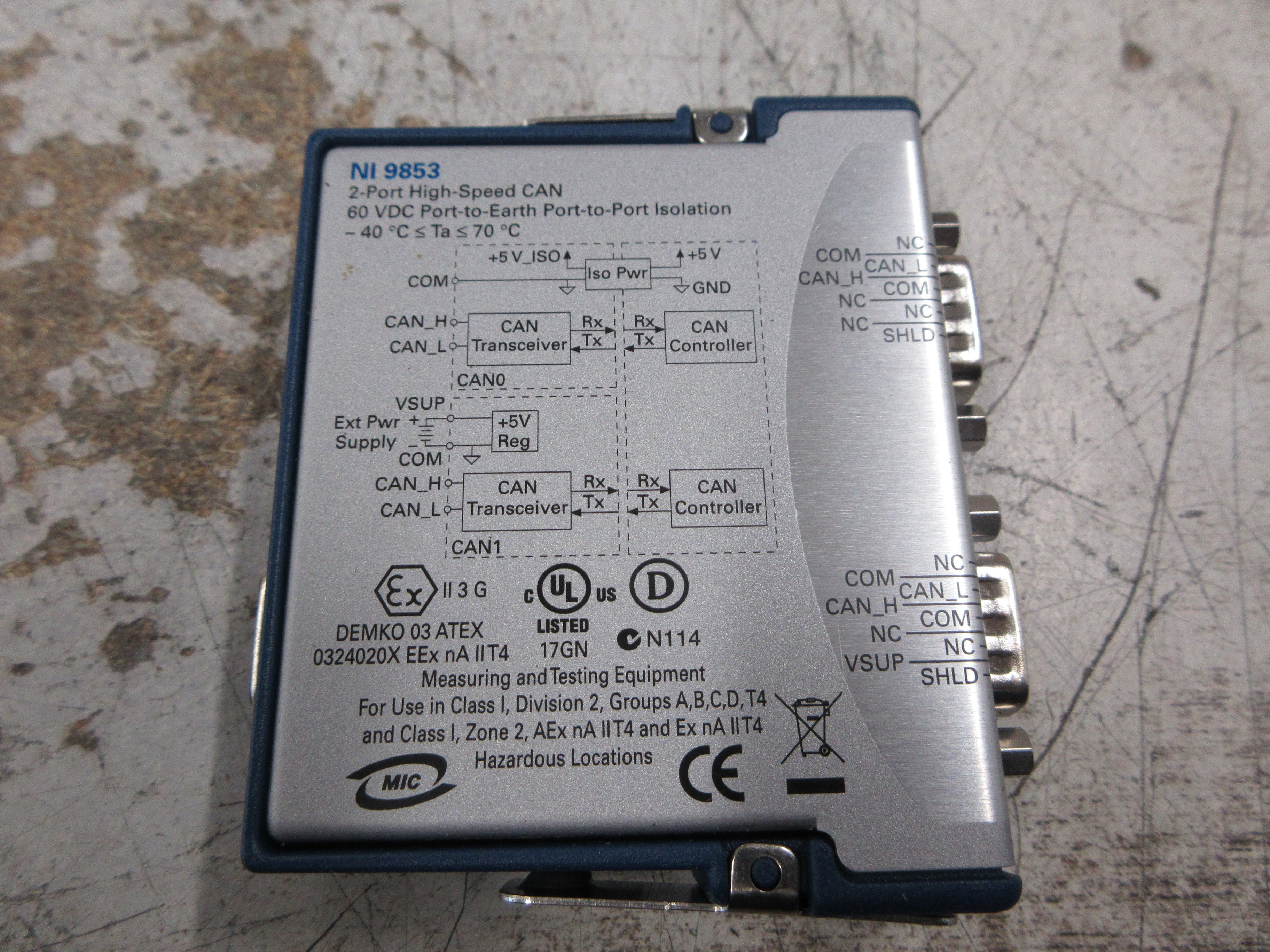 National Instruments NI 9853 High-Speed CAN Interface Module 199016C-02L Used