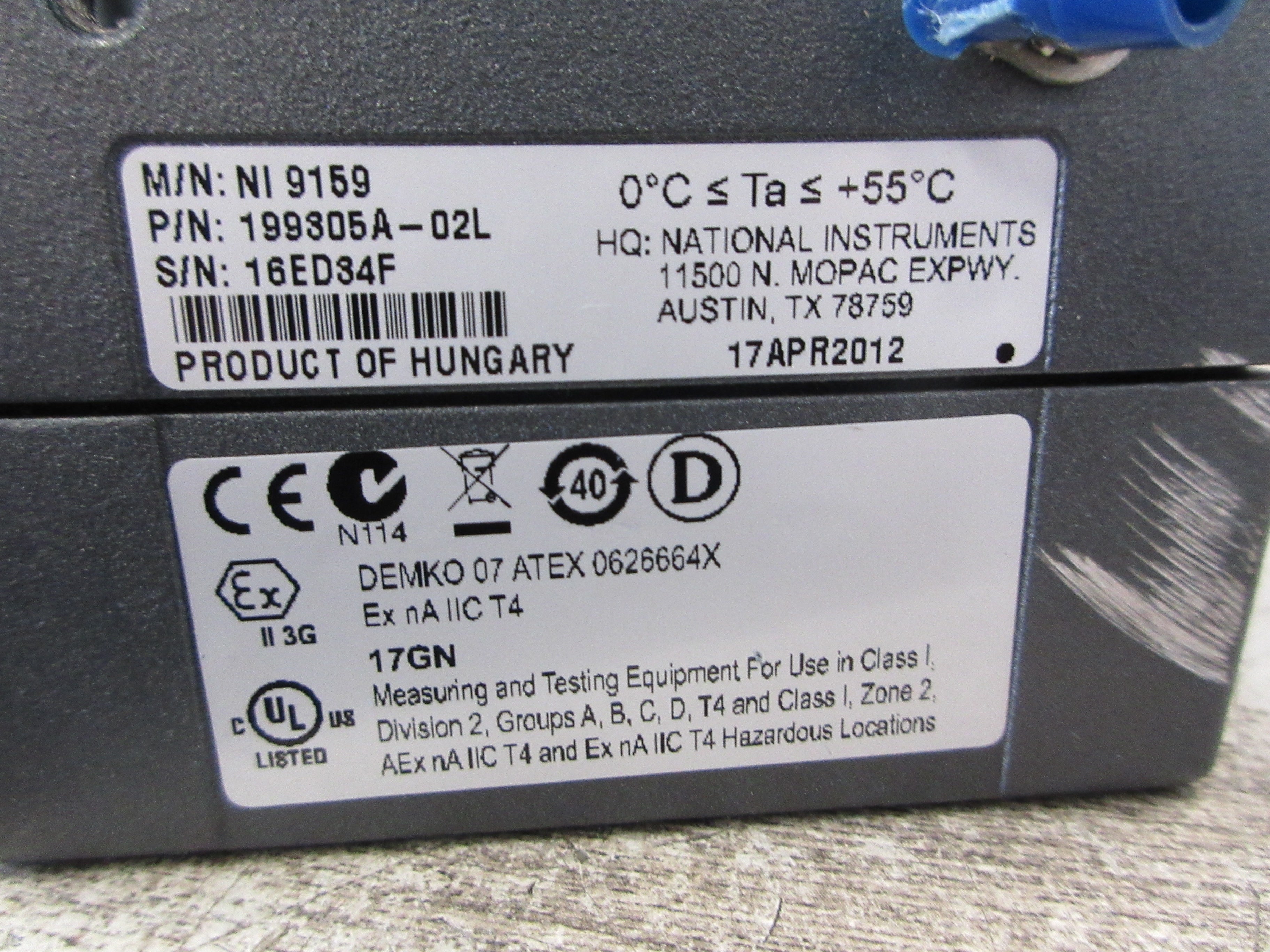 National Instruments NI 9159 MXI-Express RIO Chassis 199305A-02L 14-Slot Used