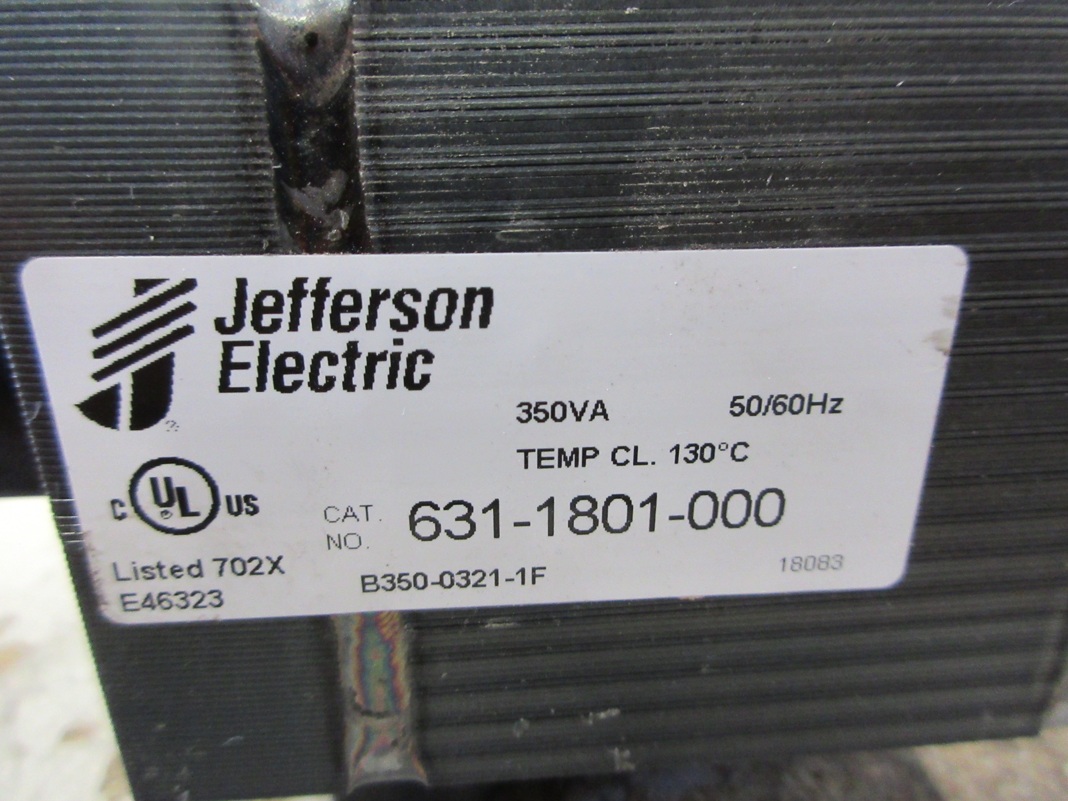 Jefferson Transformer 631-1801-000 350VA Pri: 240/480V Sec: 120V 50/60Hz Used