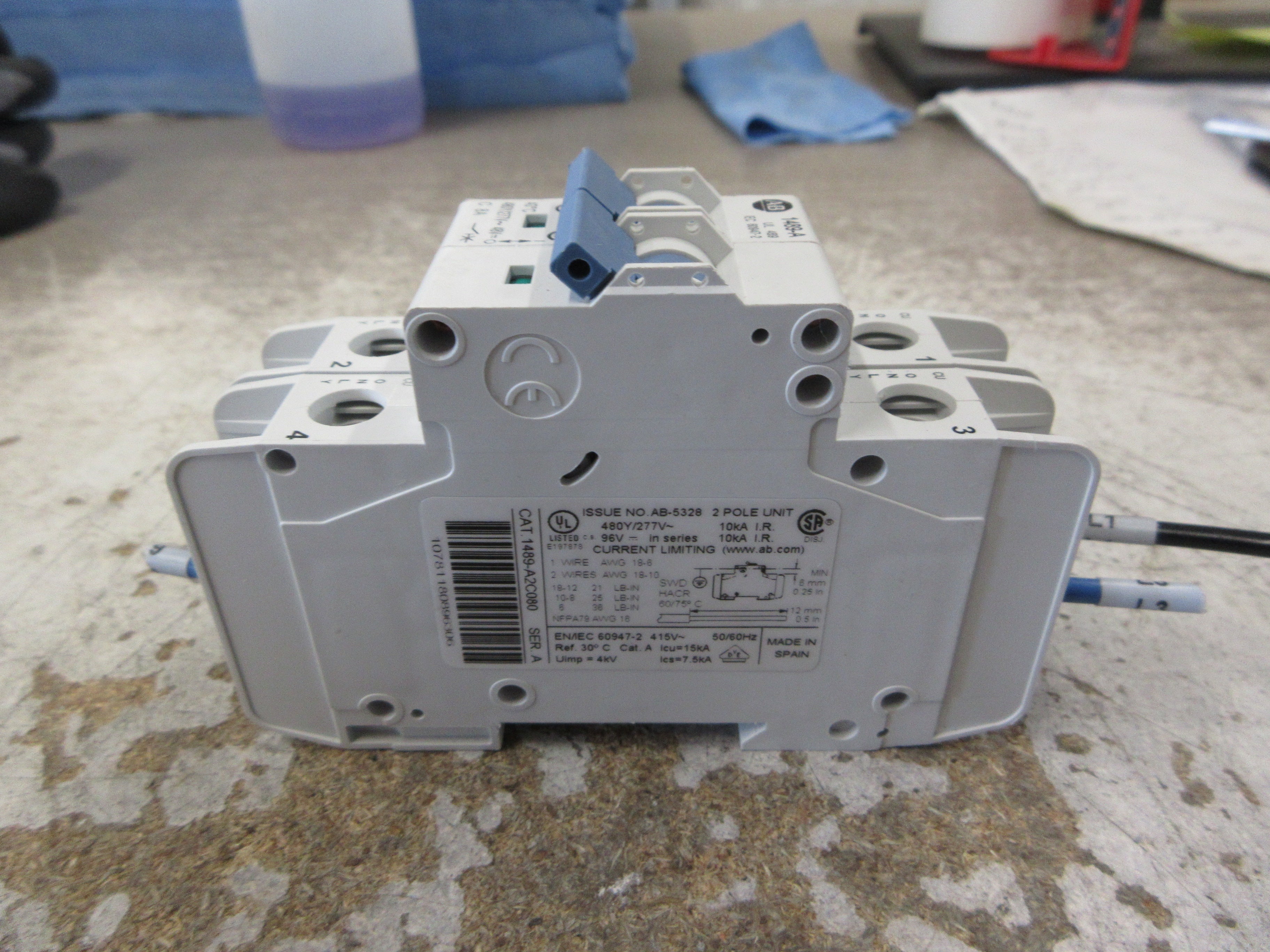 Allen-Bradley Circuit Breaker 1489-A2C080 Ser. A 8A 480Y/277V 2P Used