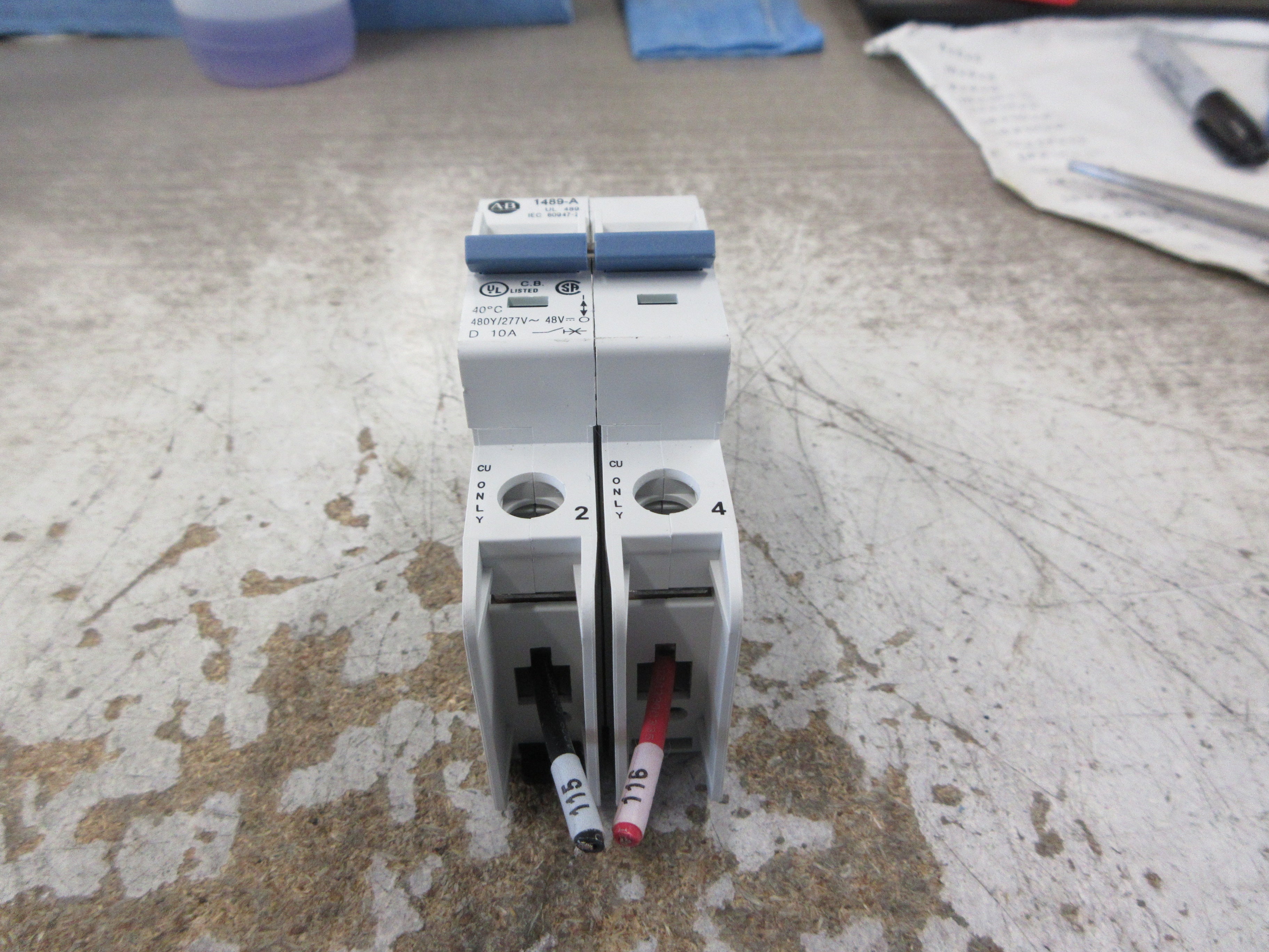 Allen-Bradley Circuit Breaker 1489-A2D100 Ser. A 10A 480Y/277V 2P Used
