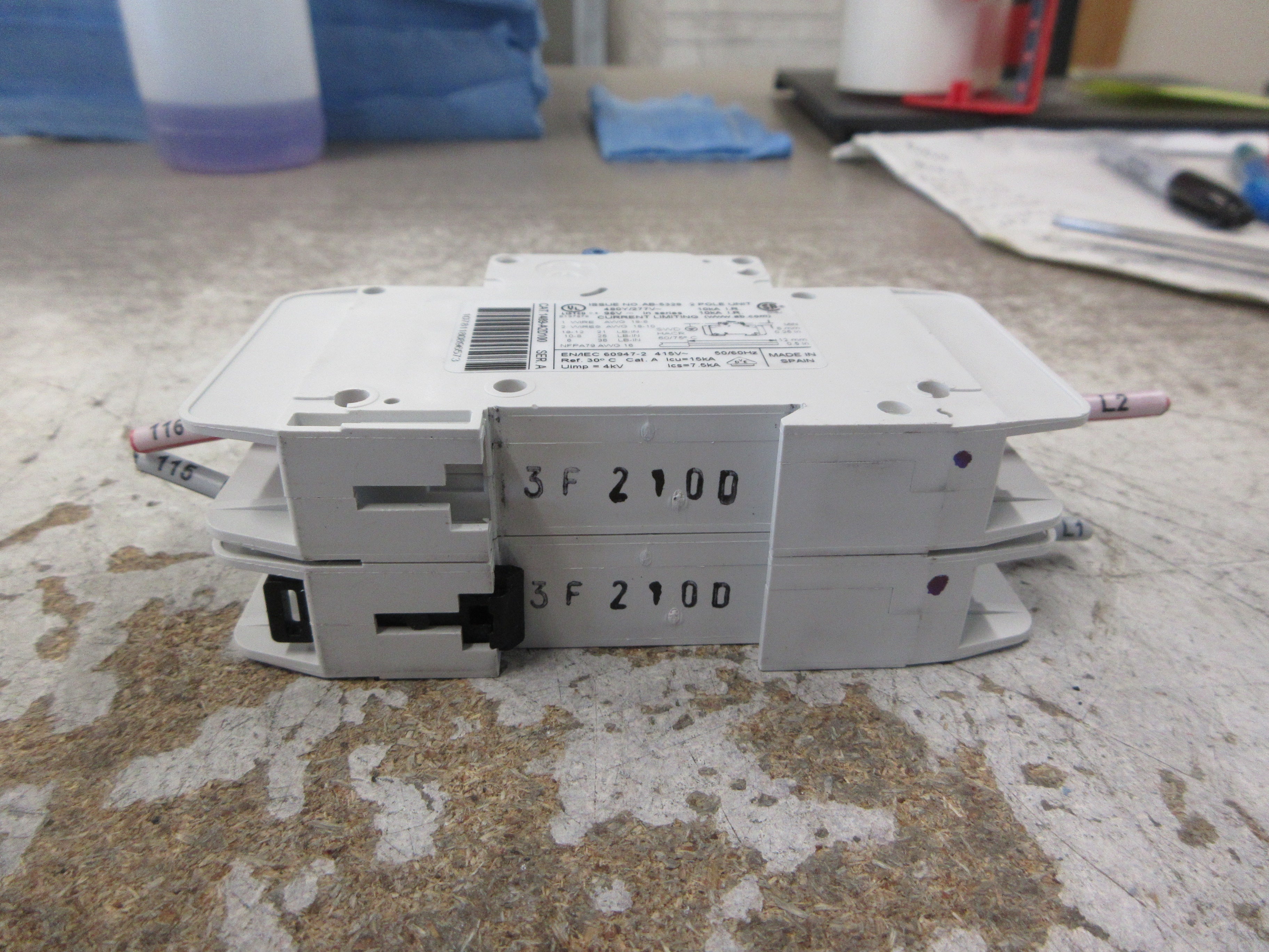 Allen-Bradley Circuit Breaker 1489-A2D100 Ser. A 10A 480Y/277V 2P Used