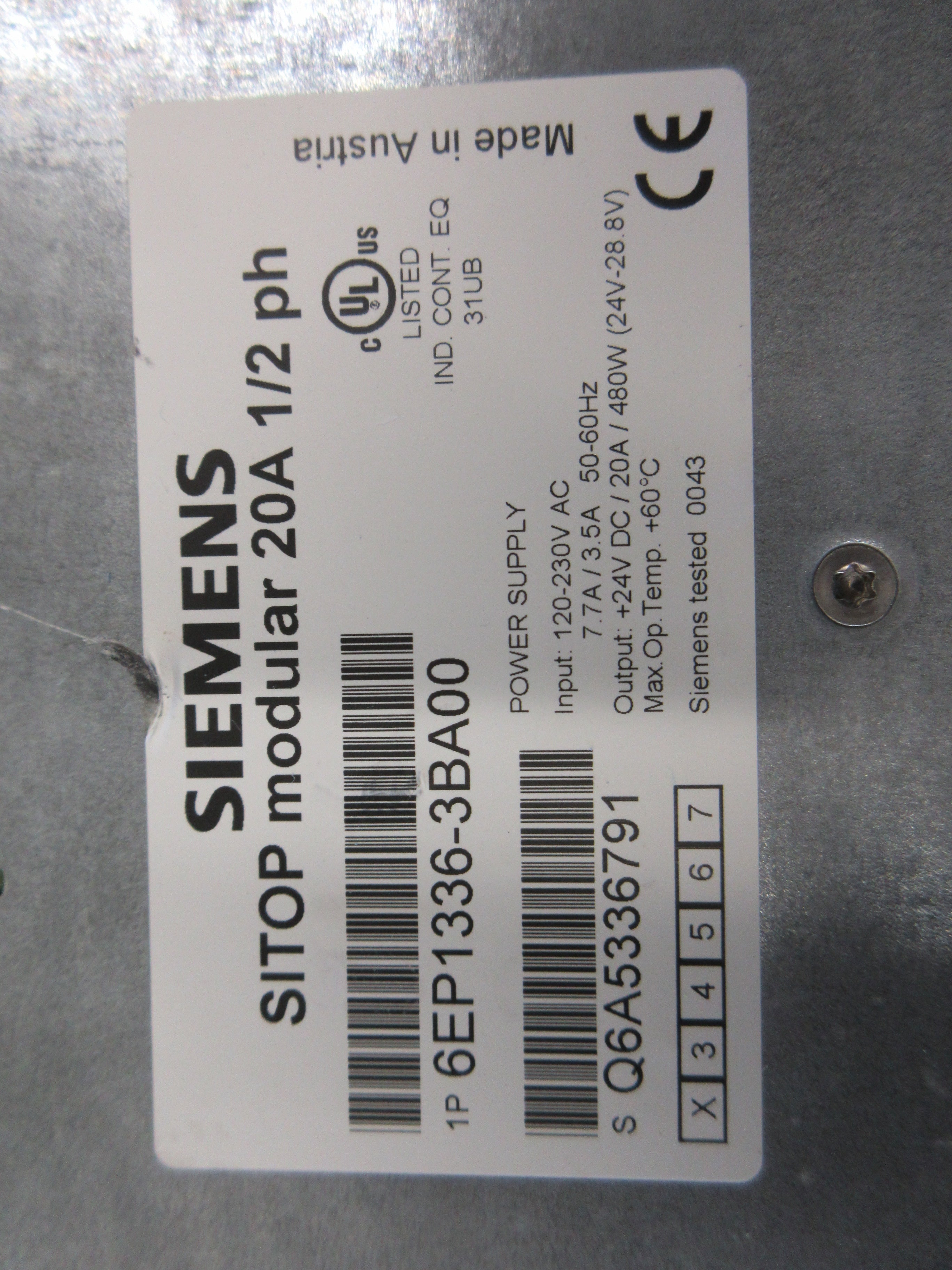 Siemens SITOP Modular Power Supply 6EP1336-3BA00 Used