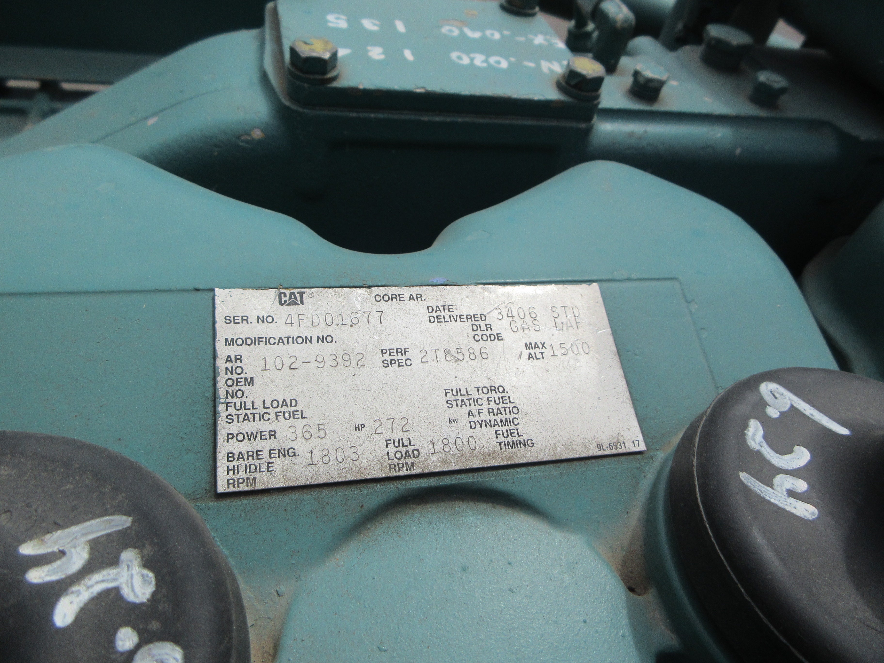 CAT Natural Gas Engine 102-9392-2T8586 365HP 1800RPM *For parts/Not Working*