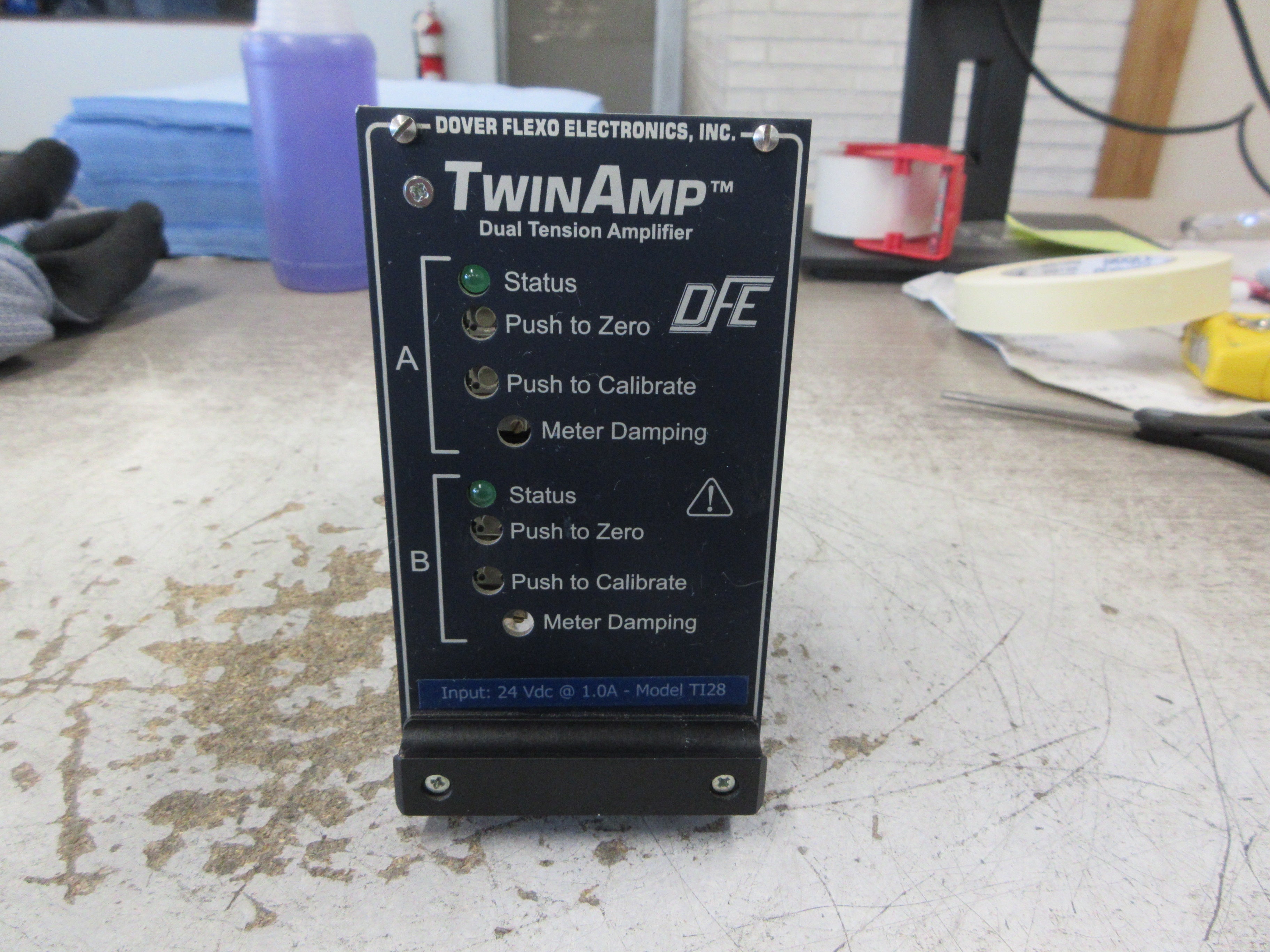 Dover Flexo TwinAMP Dual Tension Amplifier Card TI28 Input: 24VDC @1A Used