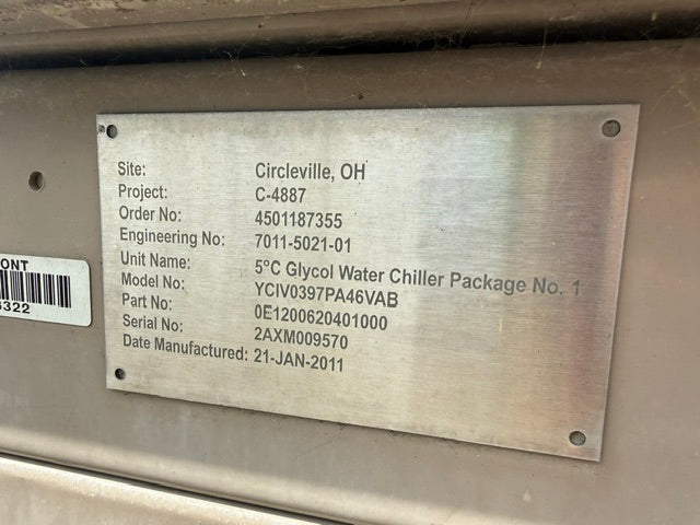 York YCIV Air Cooled Chiller YCIV0397PA46V 400 Ton (397 Ton Nominal) 460V Used