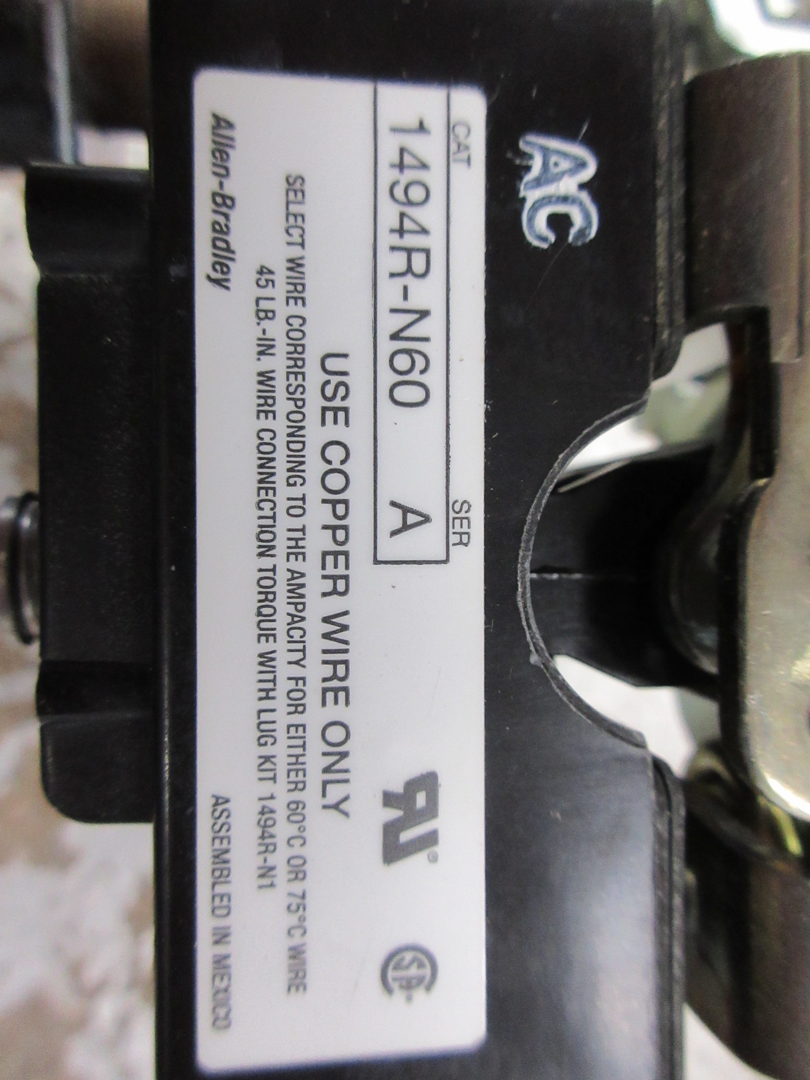 Allen-Bradley Disconnect Switch 1494R-N60 Ser. A 60A 3P 600V Used
