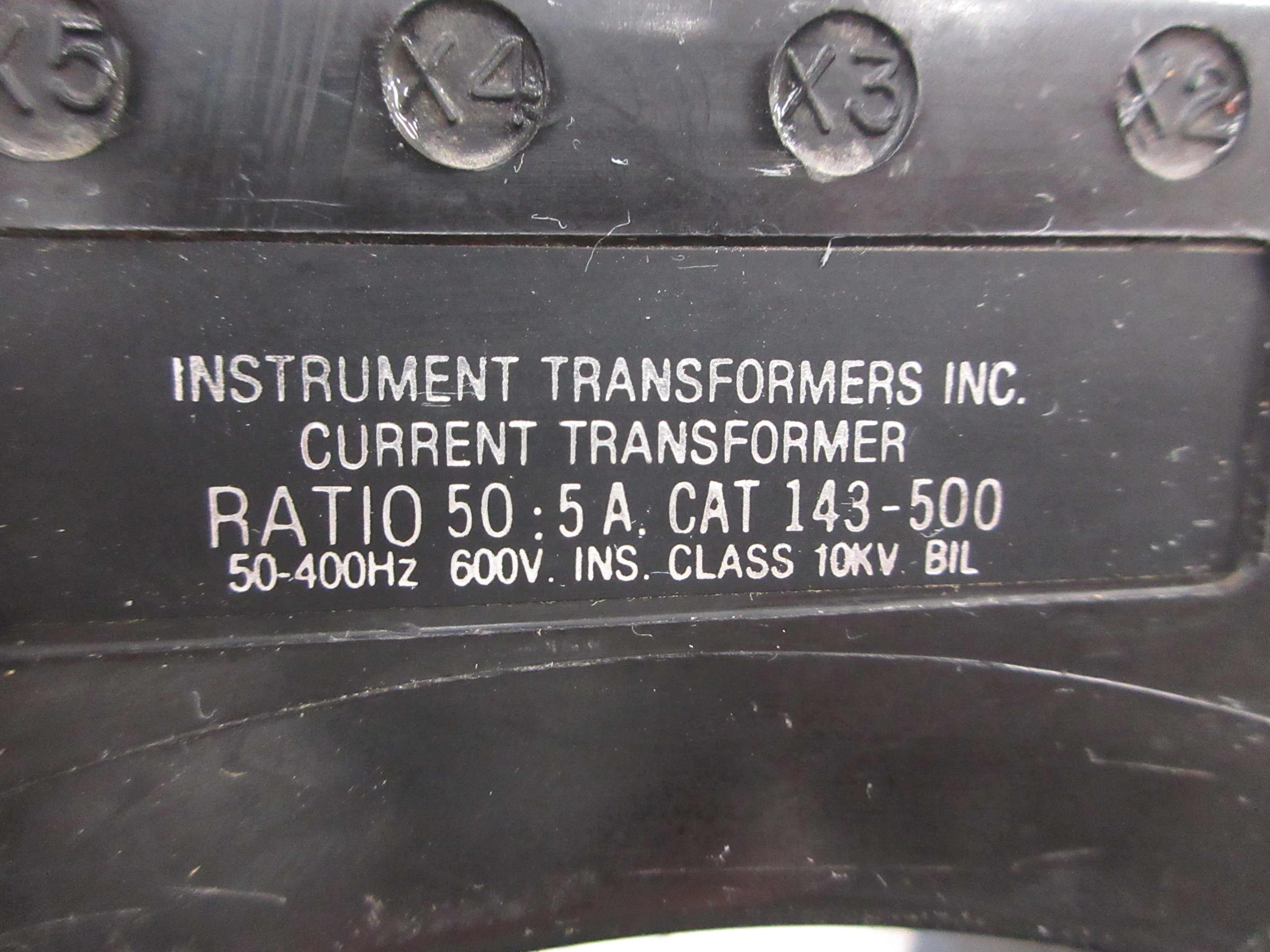 Instrument Transformers Current Transformer 143-500 Ratio 50:5A 600V Used