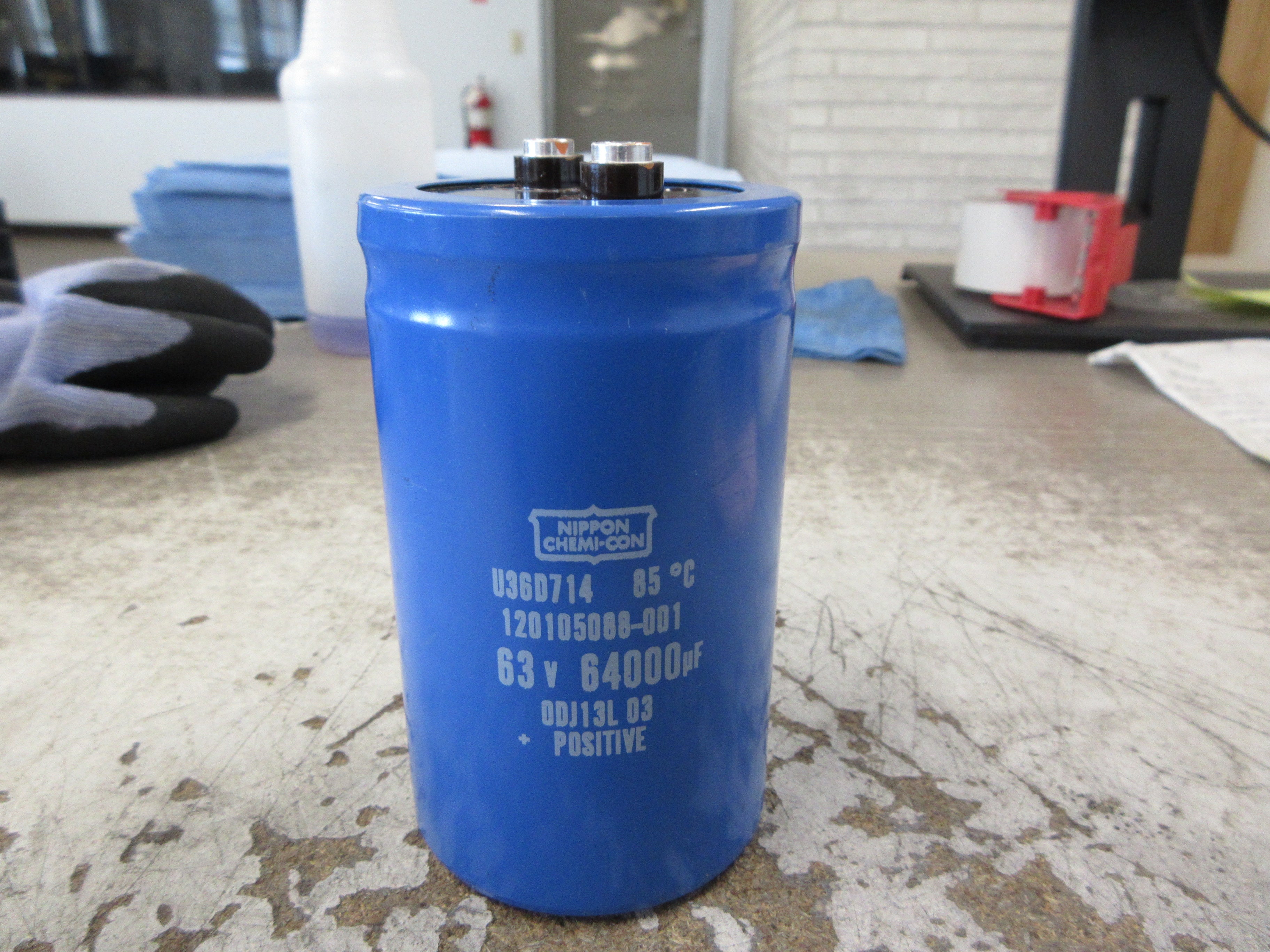 Nippon Chemi-Con Capacitor 120105088-001 64,000uF 63V Used