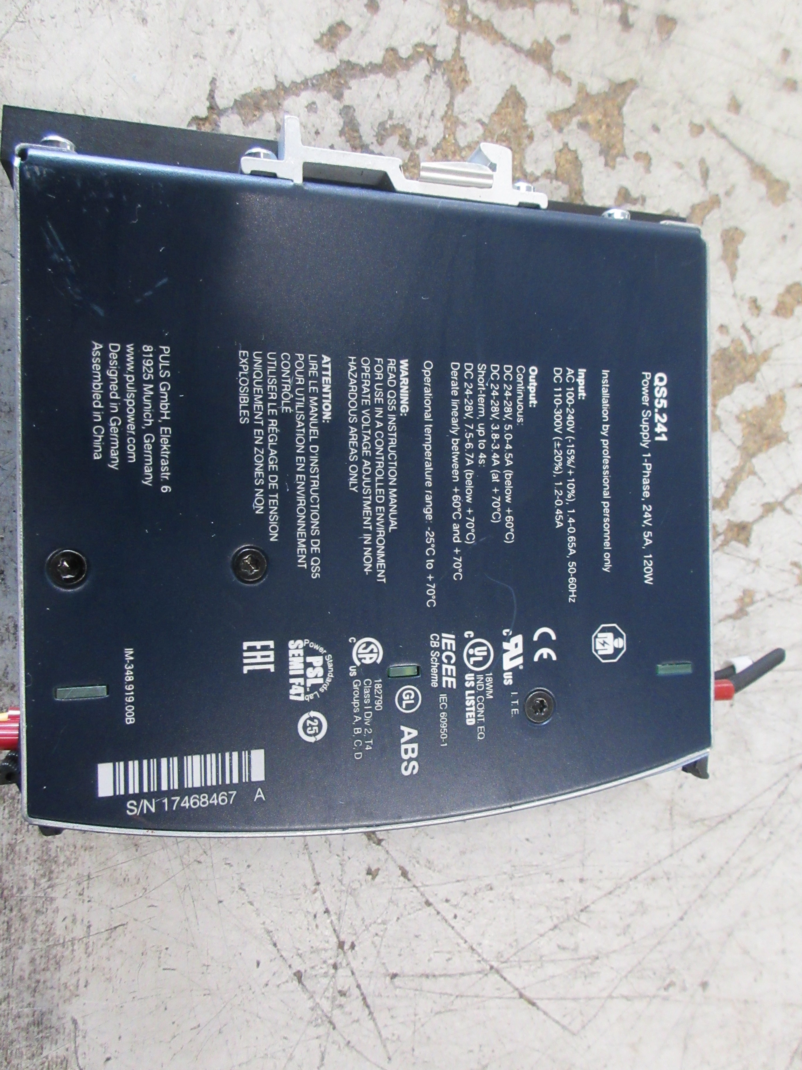 Puls Dimension Power Supply QS5.241 120W Used
