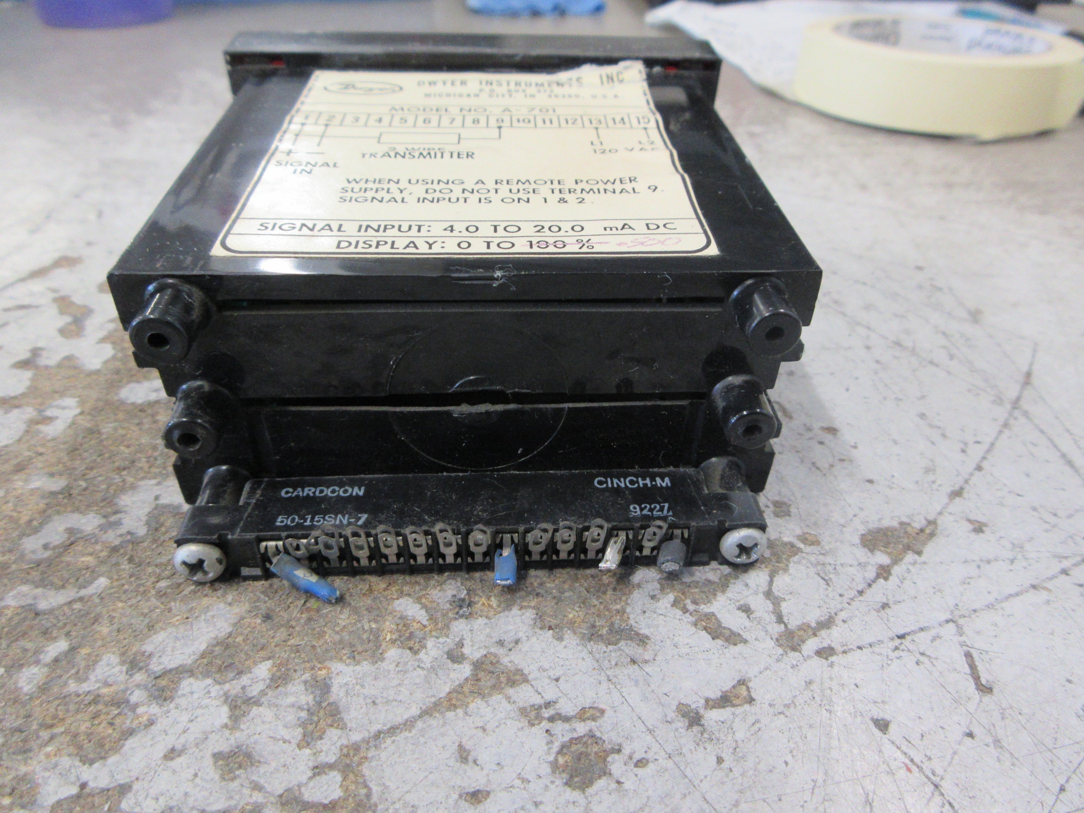 Dwyer Digital Panel Meter A-701 120VAC Signal: 4.0-20.0mA DC Used