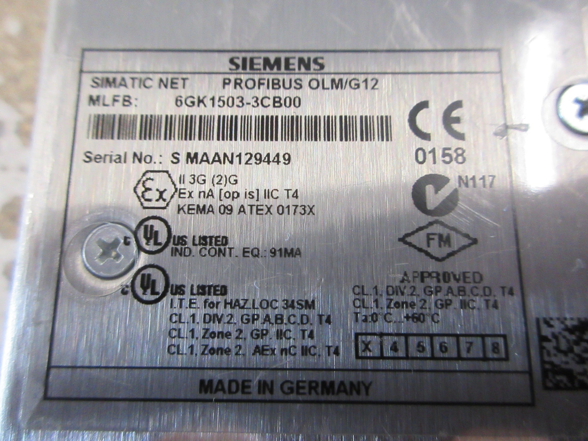 Siemens Simatic Net Profibus OLM/G12 Optical Link Module 6GK1503-3CB00 Used