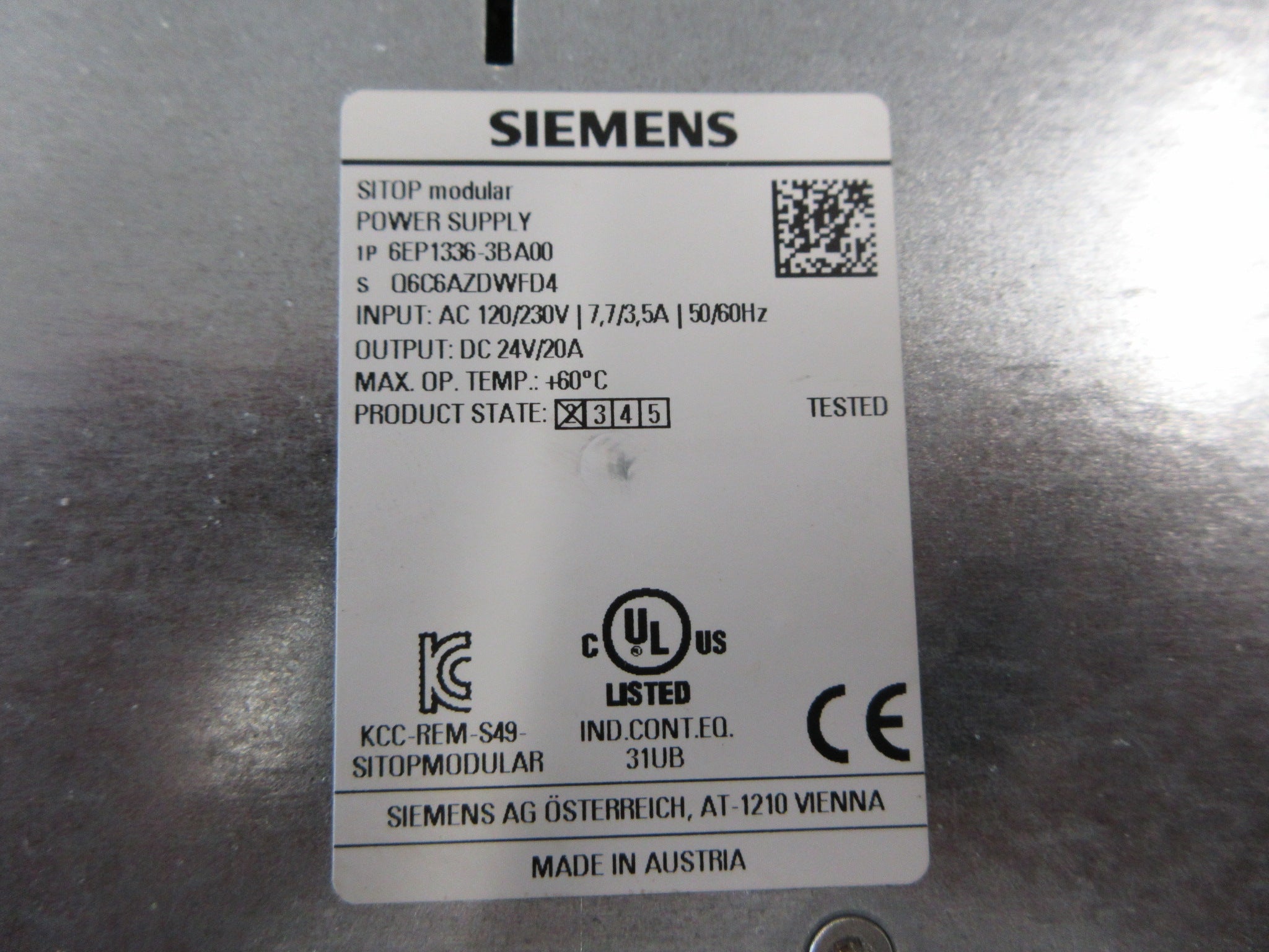 Siemens SITOP Modular Power Supply 6EP1336-3BA00 Used