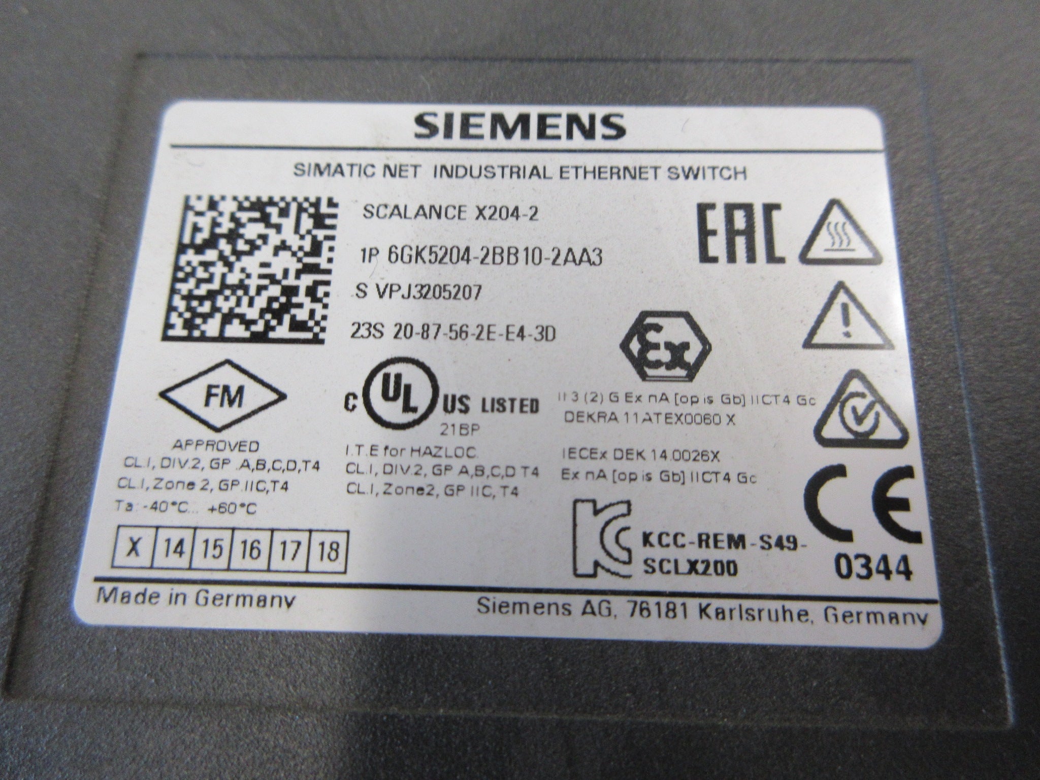 Siemens Simatic Net Scalance X204-2 Industrial Ethernet Switch Used