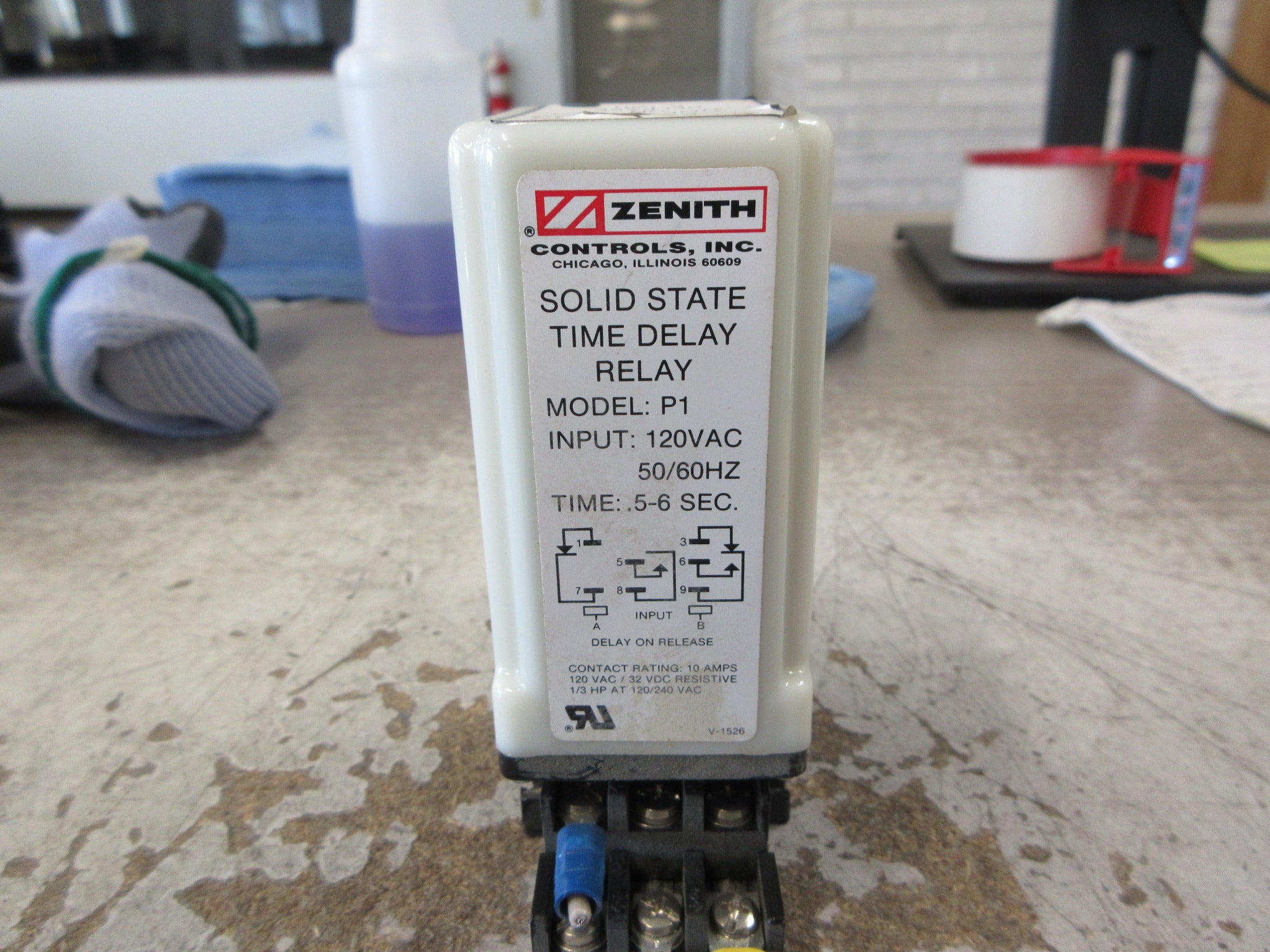Zenith Controls P1 Time Delay Relay K-1201 Time: 0.5-6 Sec W/Base Used
