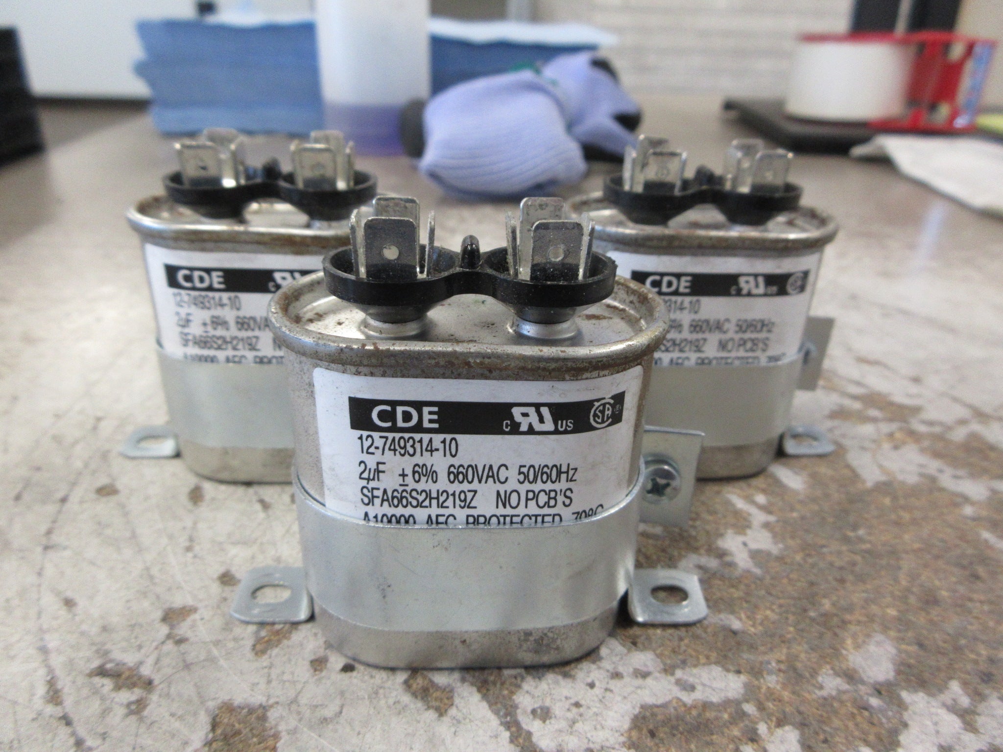 CDE Capacitor 12-749314-10 2uf 660V 50/60Hz W/Mount *Lot of 3* Used