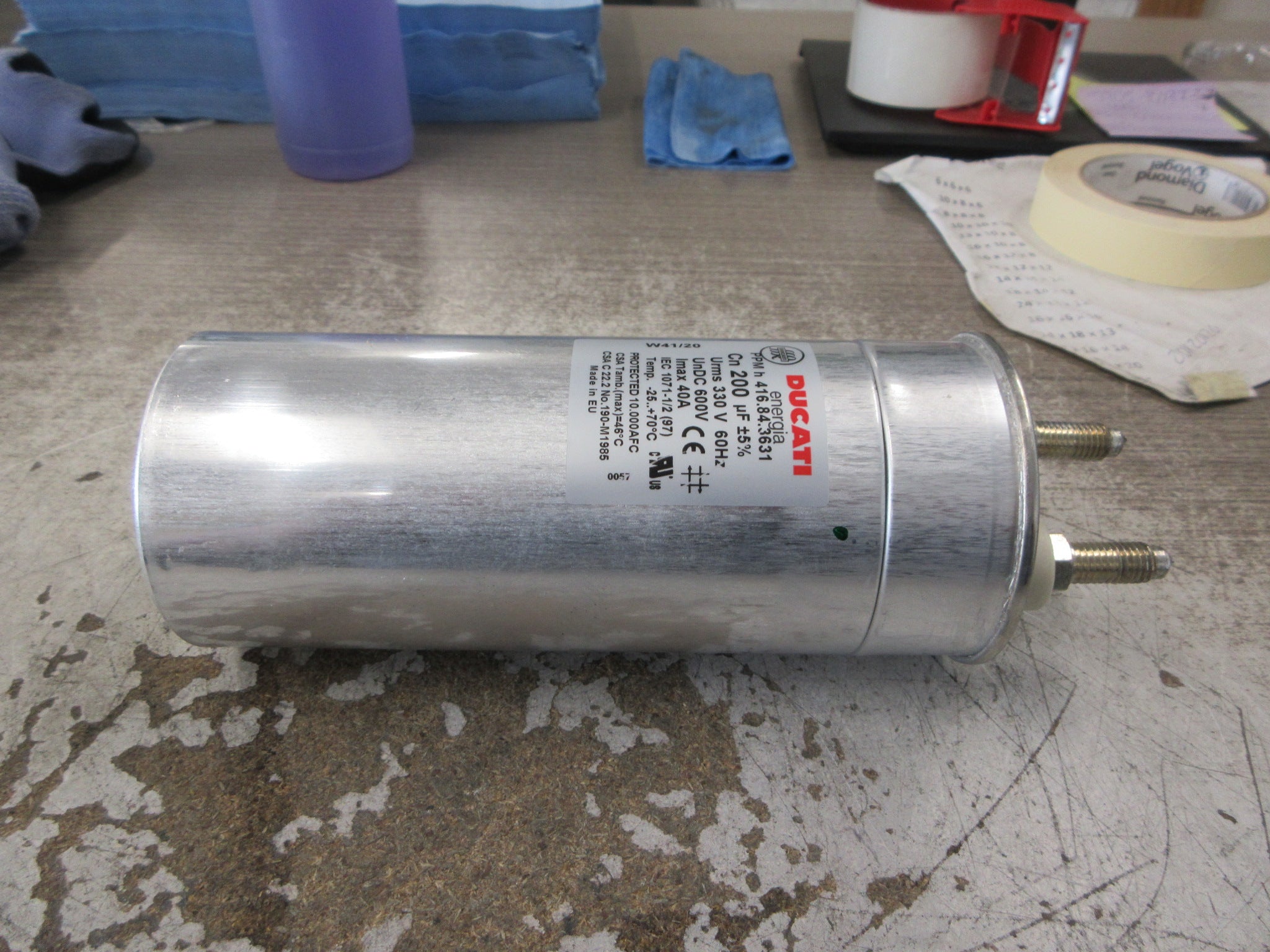 Ducati Capacitor 416.84.3631 200uF 330VAC/600VDC Used