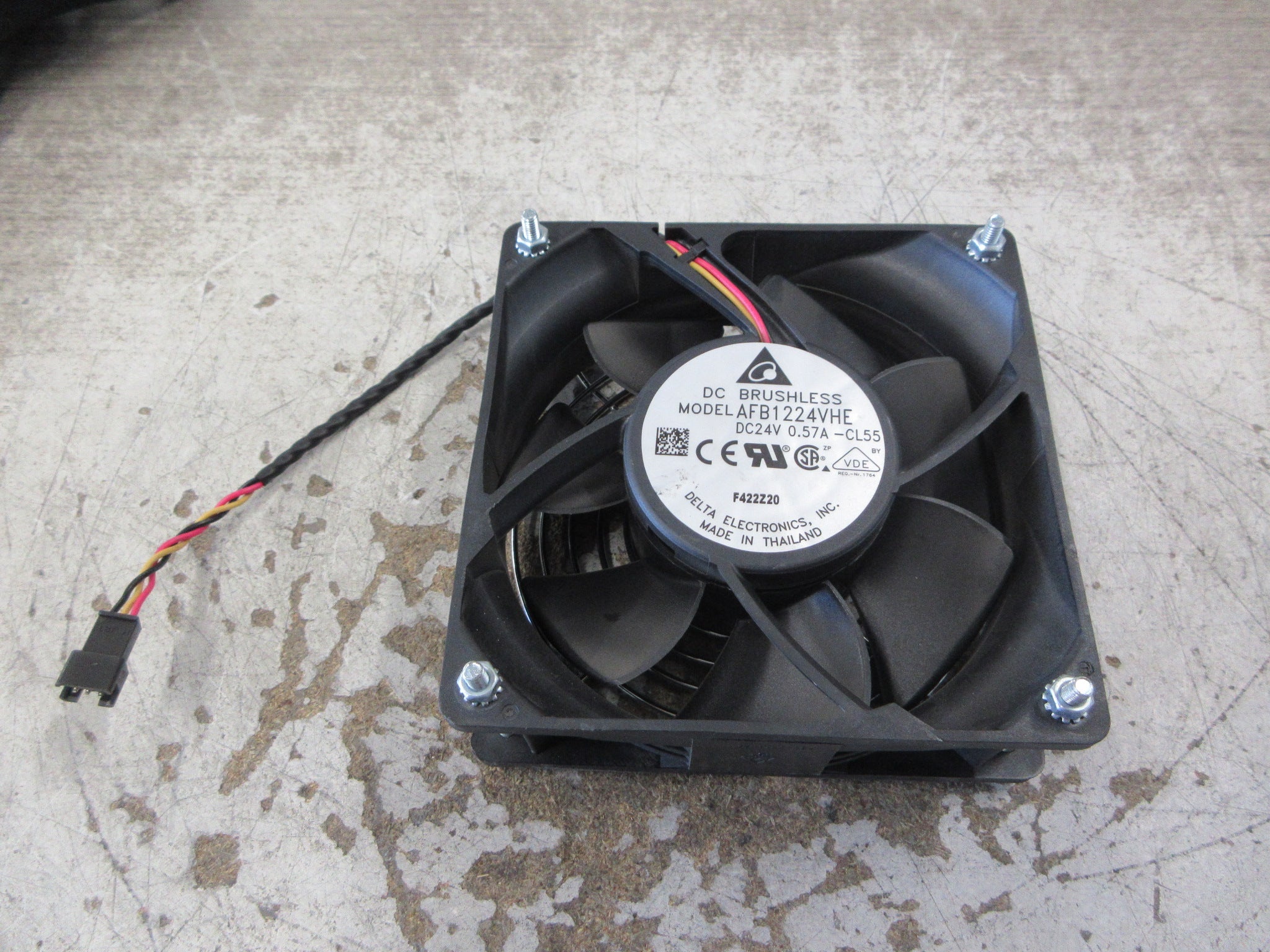 Delta Axial Fan AFB1224VHE 24VDC 0.57A W/Grille Used