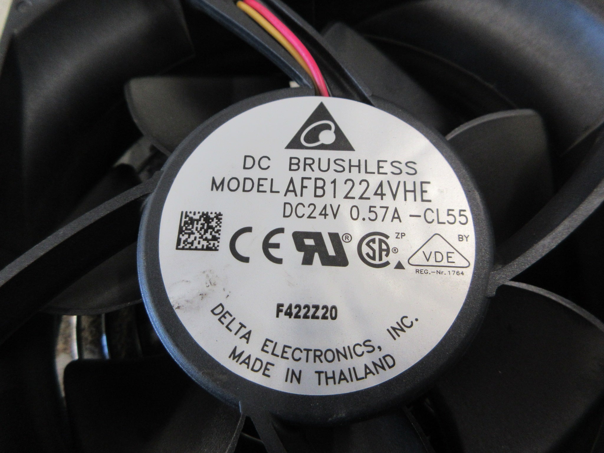Delta Axial Fan AFB1224VHE 24VDC 0.57A W/Grille Used