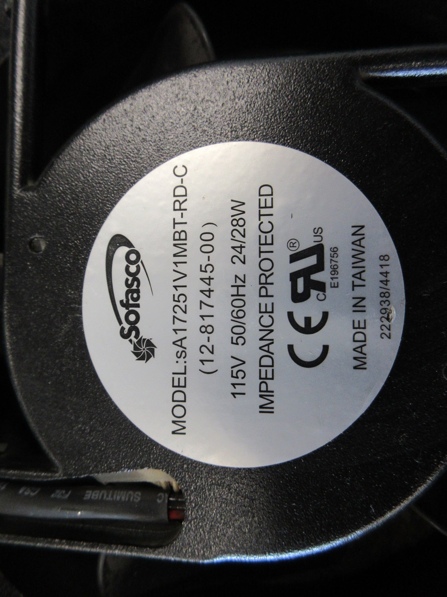 Sofasco Axial Fan sA17251V1MBT-RD-C 115V 50/60Hz 24/28W Used
