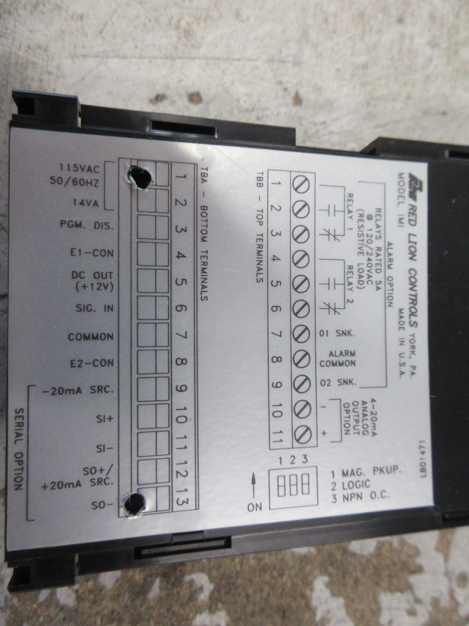 Red Lion Controls Digital Meter IMI04103 120/240VAC 5A Used