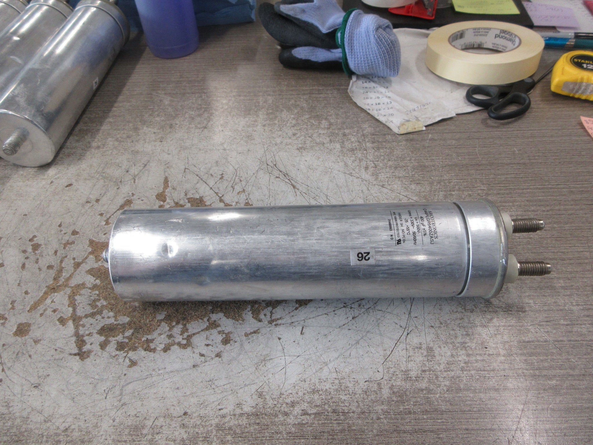 Arcotronics Capacitor C44PLGR6400ZASJ 400uF 330V Used